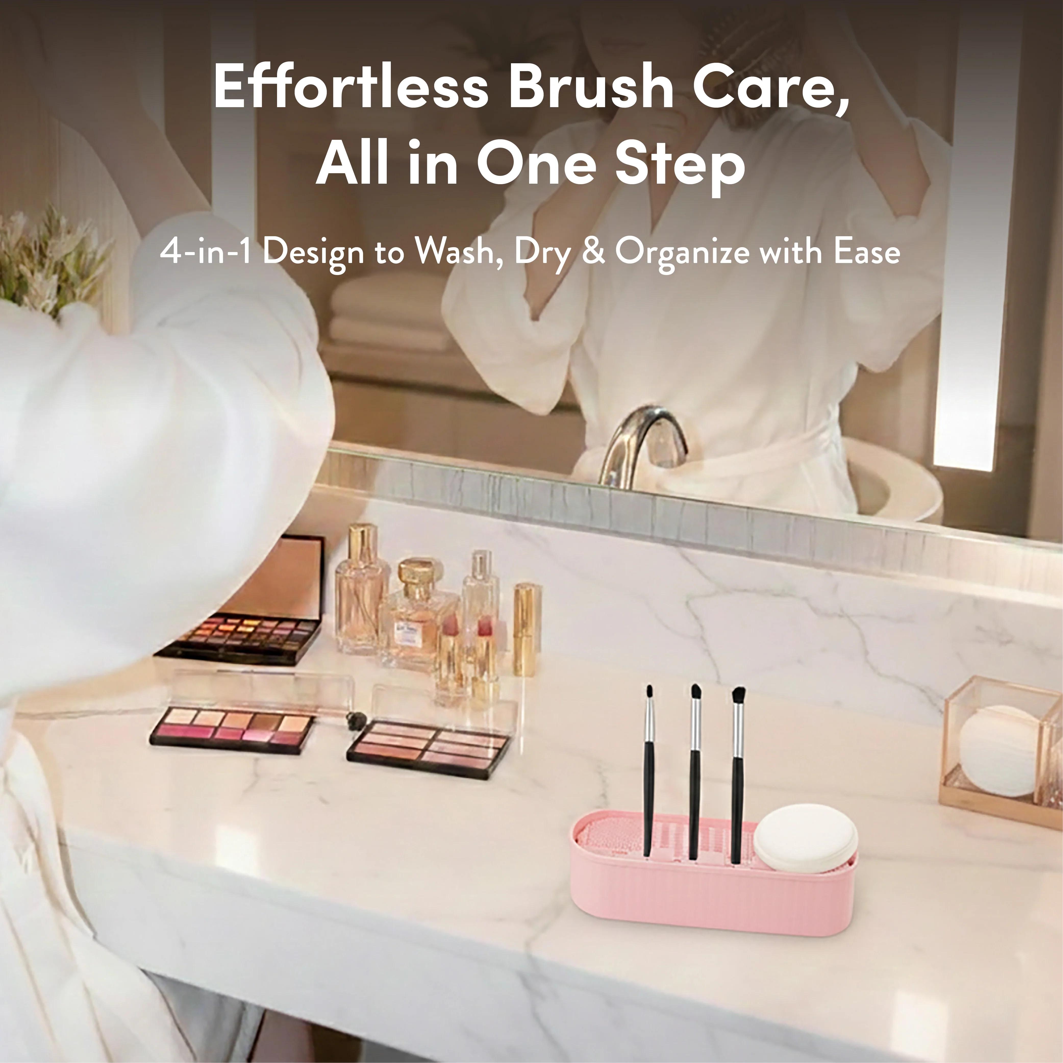 éclat 4-in-1 Makeup Brush Cleaner Mat & Organizer Case - Portable Deep Cleaning Bowl, Drying Rack & Cosmetic Tool Storage for Brushes, Sponges & Puffs - Image 6