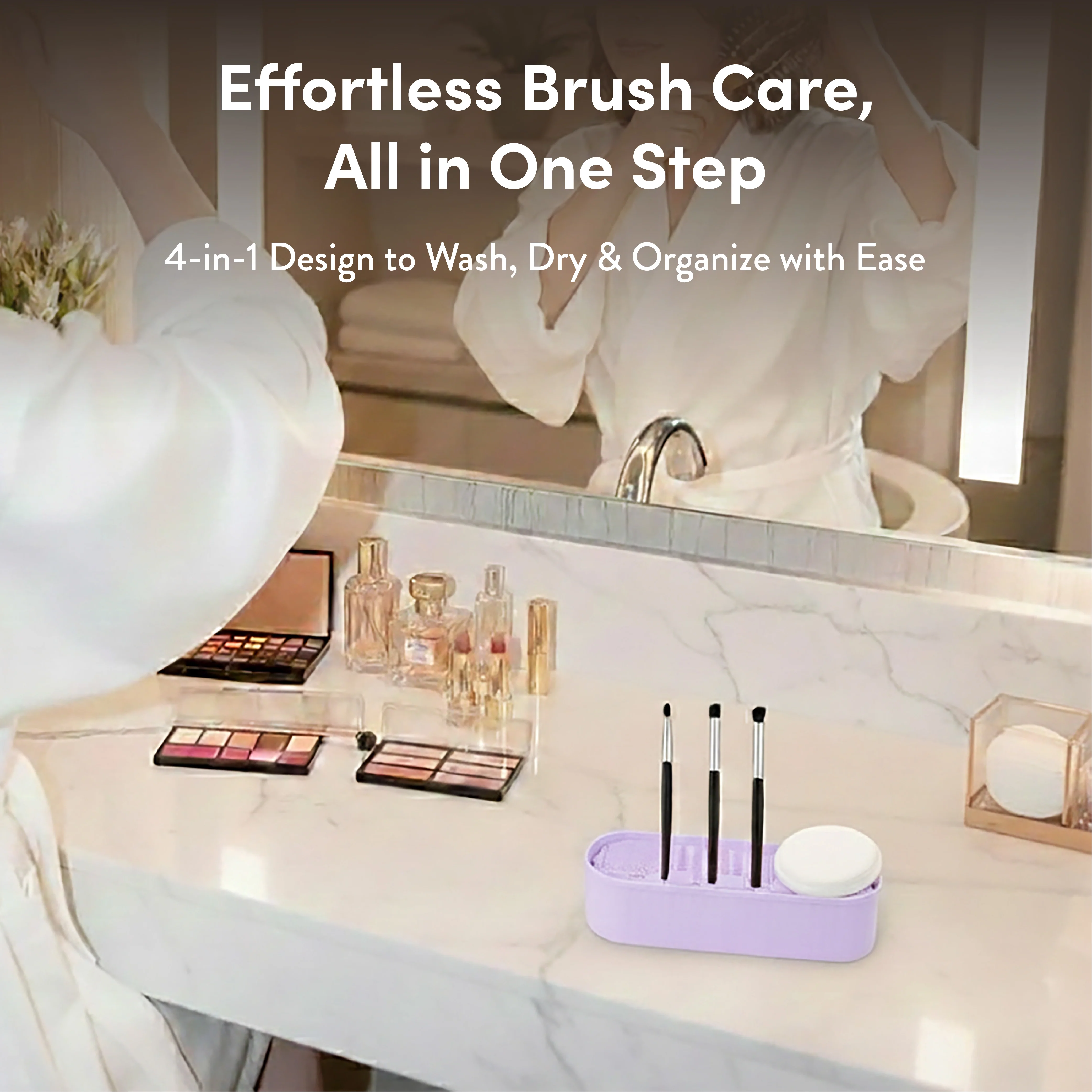 éclat 4-in-1 Makeup Brush Cleaner Mat & Organizer Case - Portable Deep Cleaning Bowl, Drying Rack & Cosmetic Tool Storage for Brushes, Sponges & Puffs - Image 8