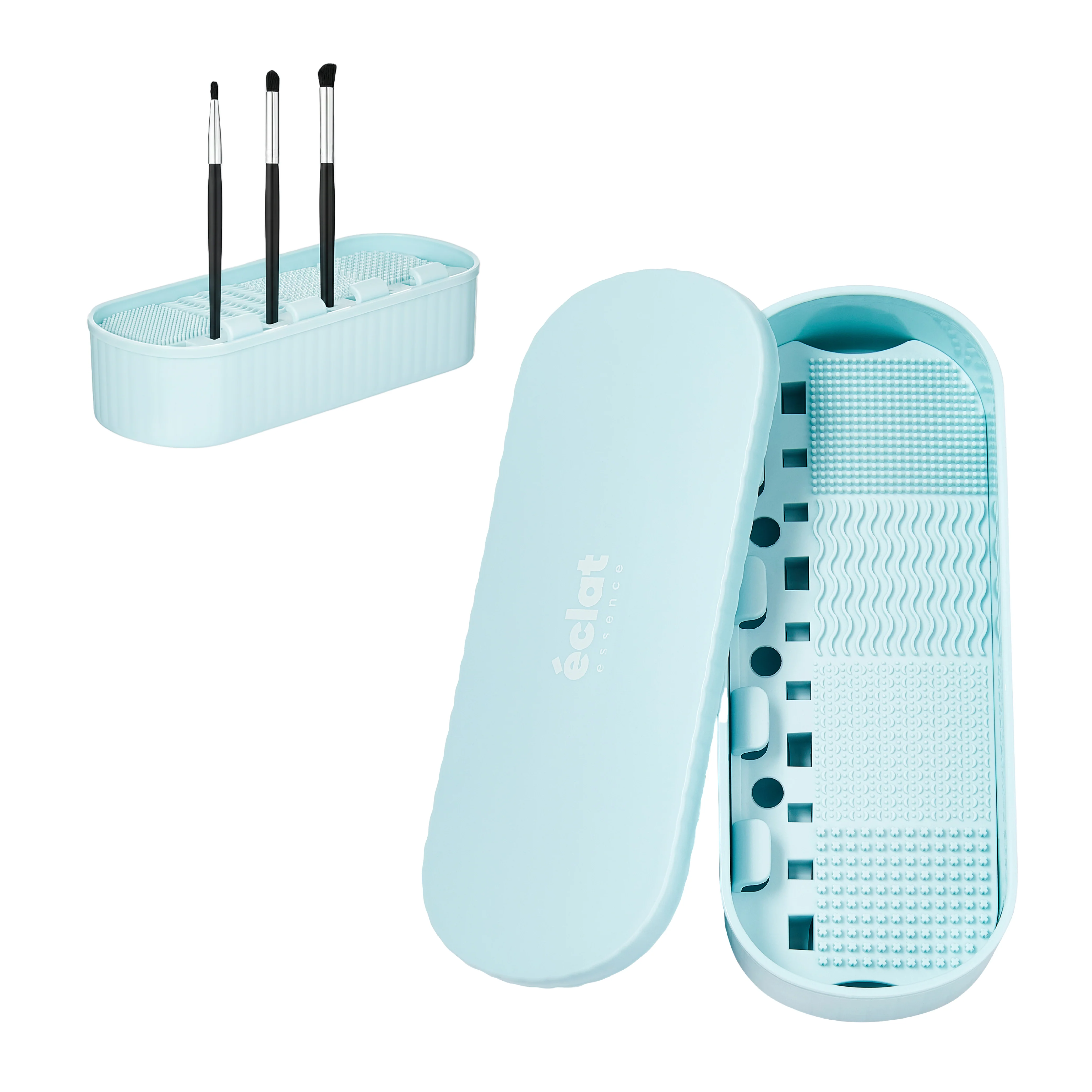éclat 4-in-1 Makeup Brush Cleaner Mat & Organizer Case - Portable Deep Cleaning Bowl, Drying Rack & Cosmetic Tool Storage for Brushes, Sponges & Puffs - Image 9