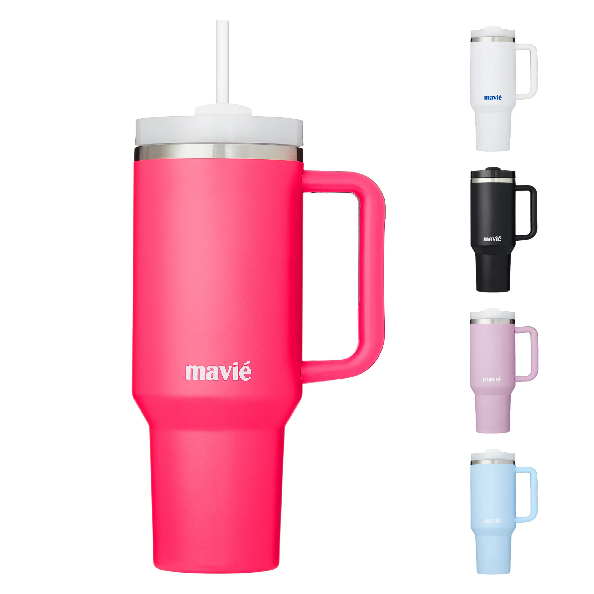 MAVIE 40oz Stainless Steel Tumbler with Handle & Straw - Dishwasher Safe Travel Mug with Rubber Base - Image 28