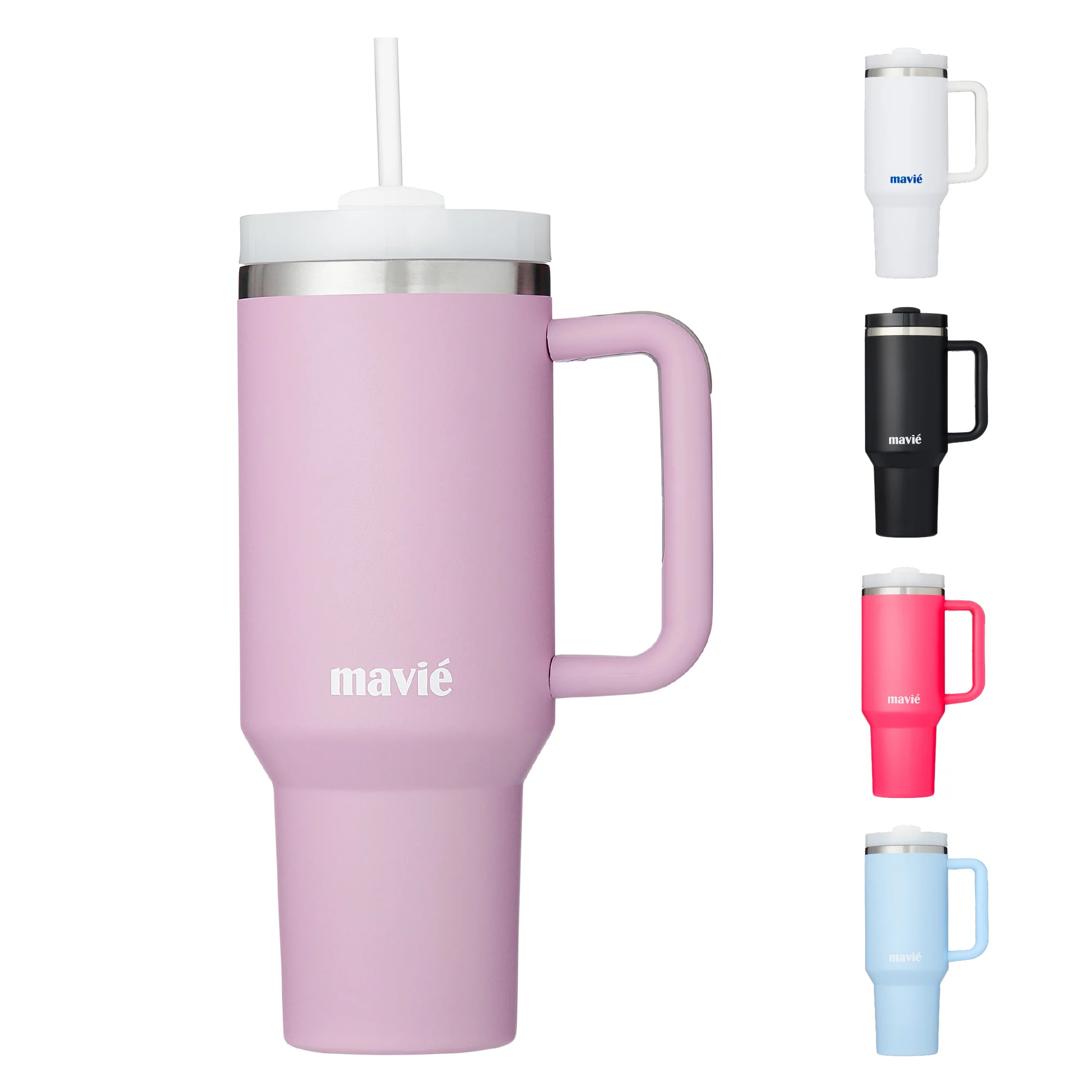 MAVIE 40oz Stainless Steel Tumbler with Handle & Straw - Dishwasher Safe Travel Mug with Rubber Base - Image 37