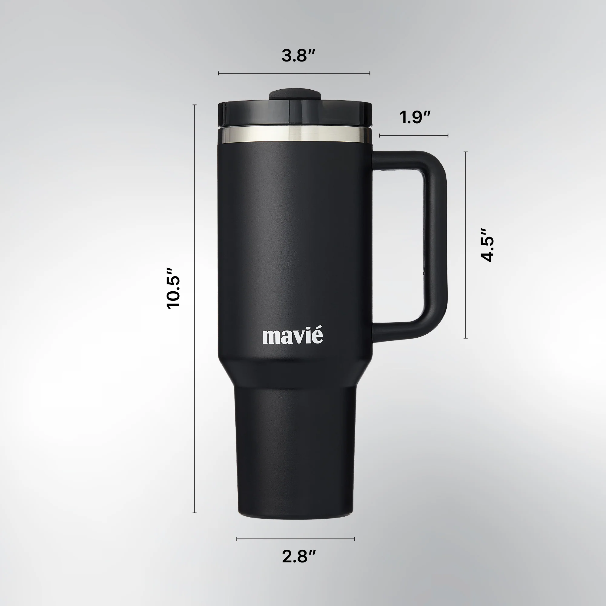 MAVIE 40oz Stainless Steel Tumbler with Handle & Straw - Dishwasher Safe Travel Mug with Rubber Base - Image 5