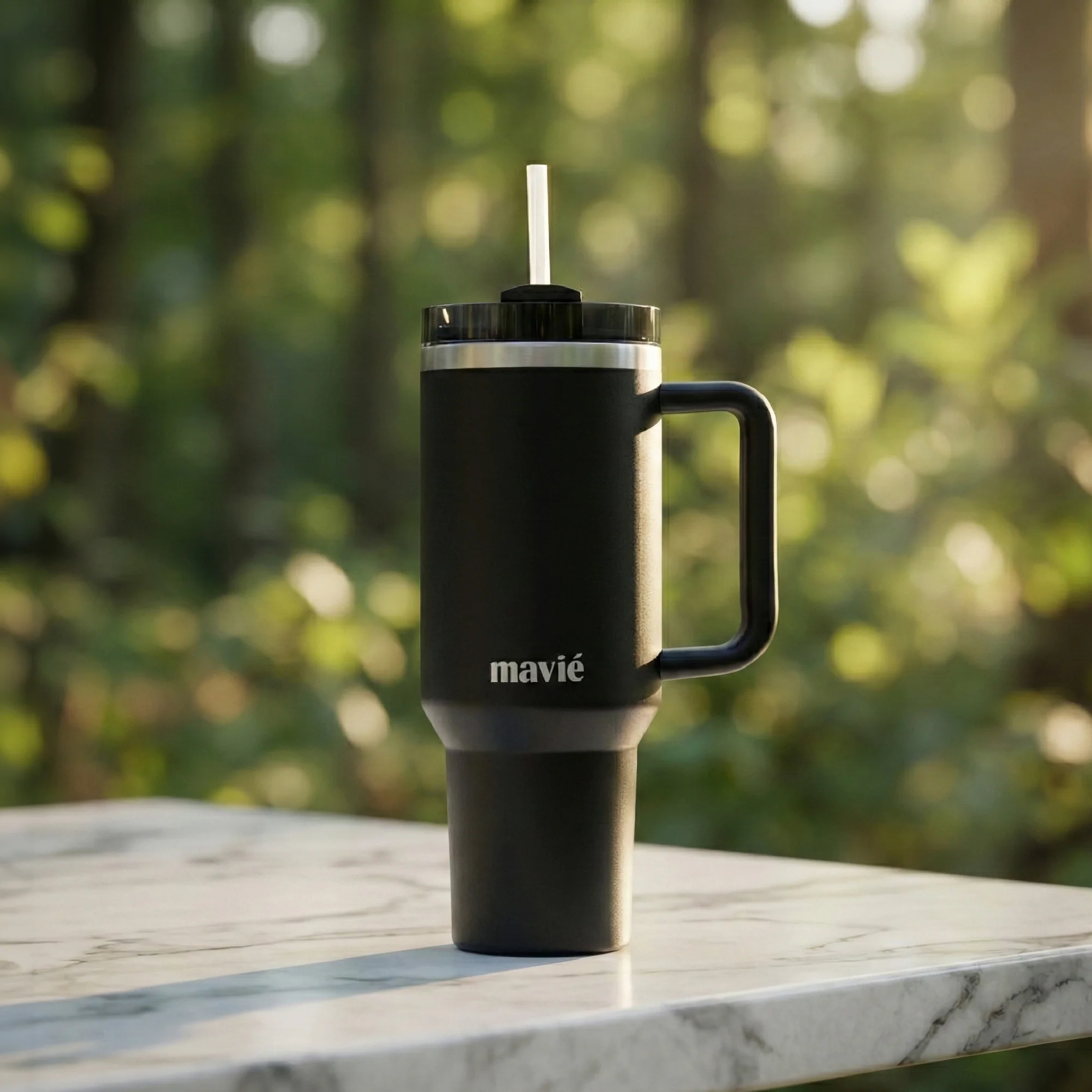 MAVIE 40oz Stainless Steel Tumbler with Handle & Straw - Dishwasher Safe Travel Mug with Rubber Base - Image 7