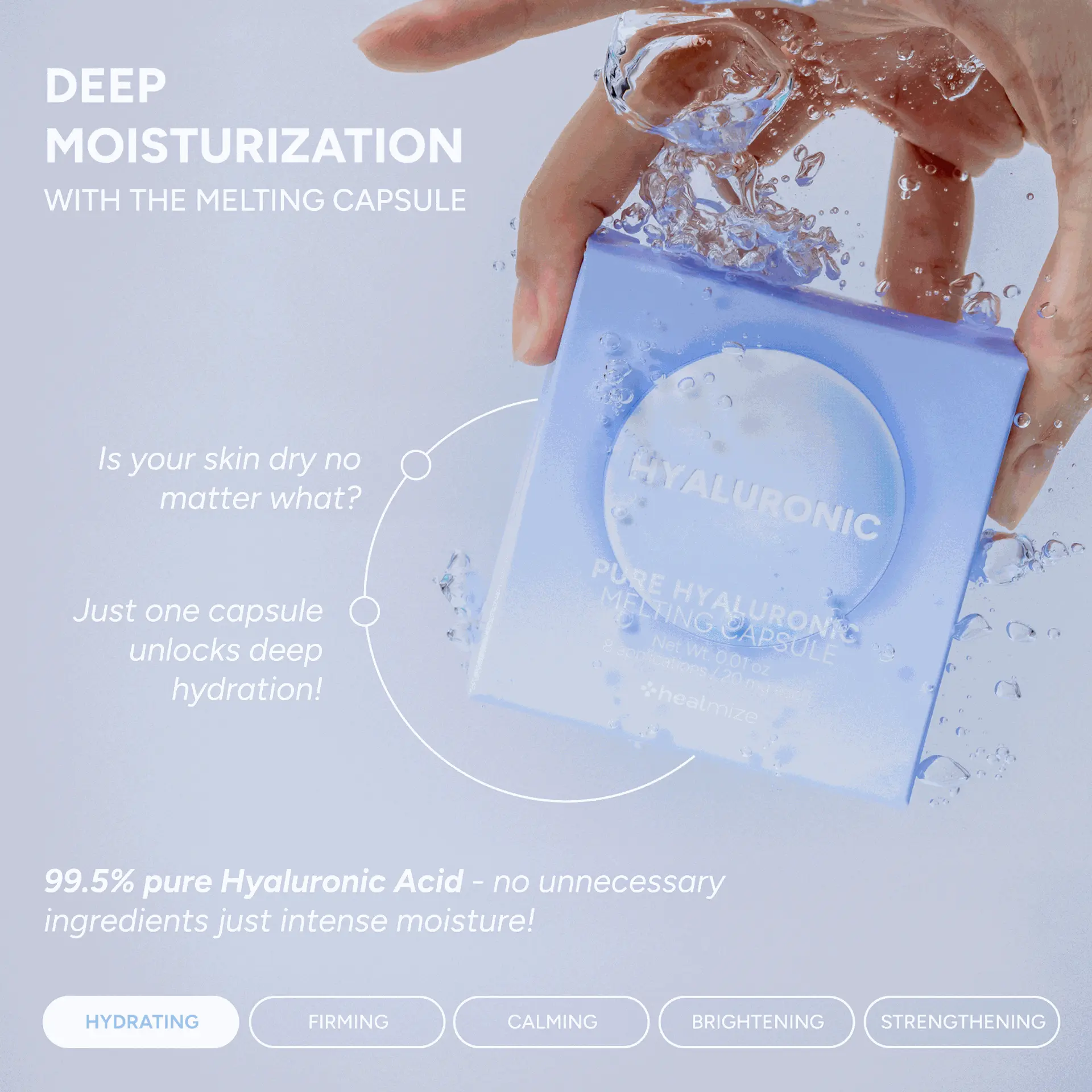 HealMize 99.5% Pure Freeze-Dried Hyaluronic Acid Melting Capsule for Deep Hydration - Image 2