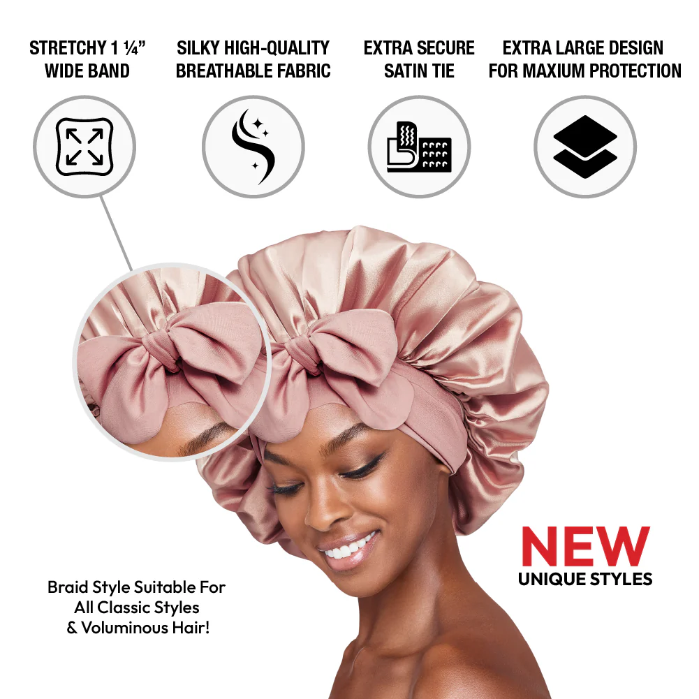 RED by KISS Adjustable Satin Bonnet with Tie Band – Extra Large Silky Cap for Braids, Locs & Curls - Image 12