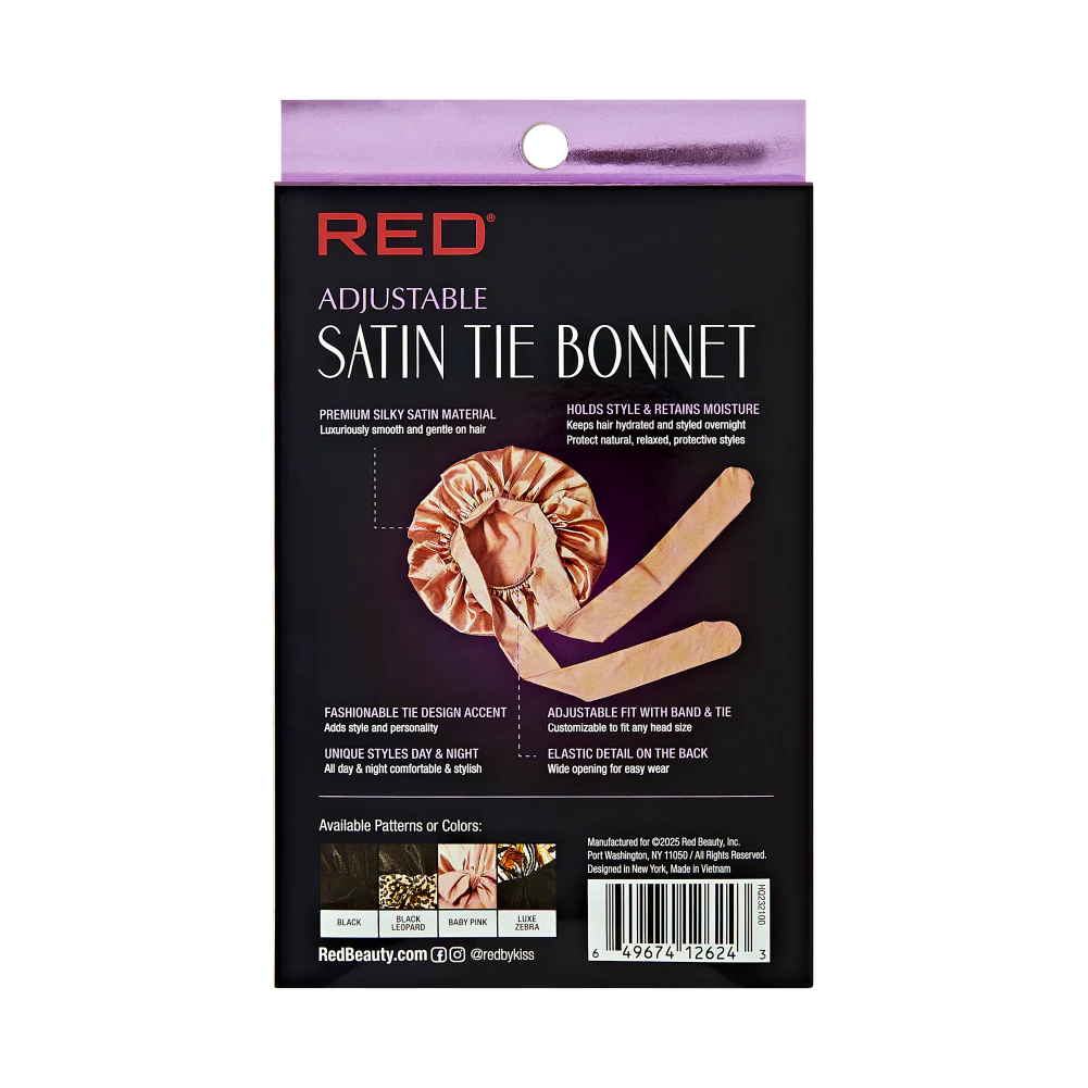 RED by KISS Adjustable Satin Bonnet with Tie Band – Extra Large Silky Cap for Braids, Locs & Curls - Image 15