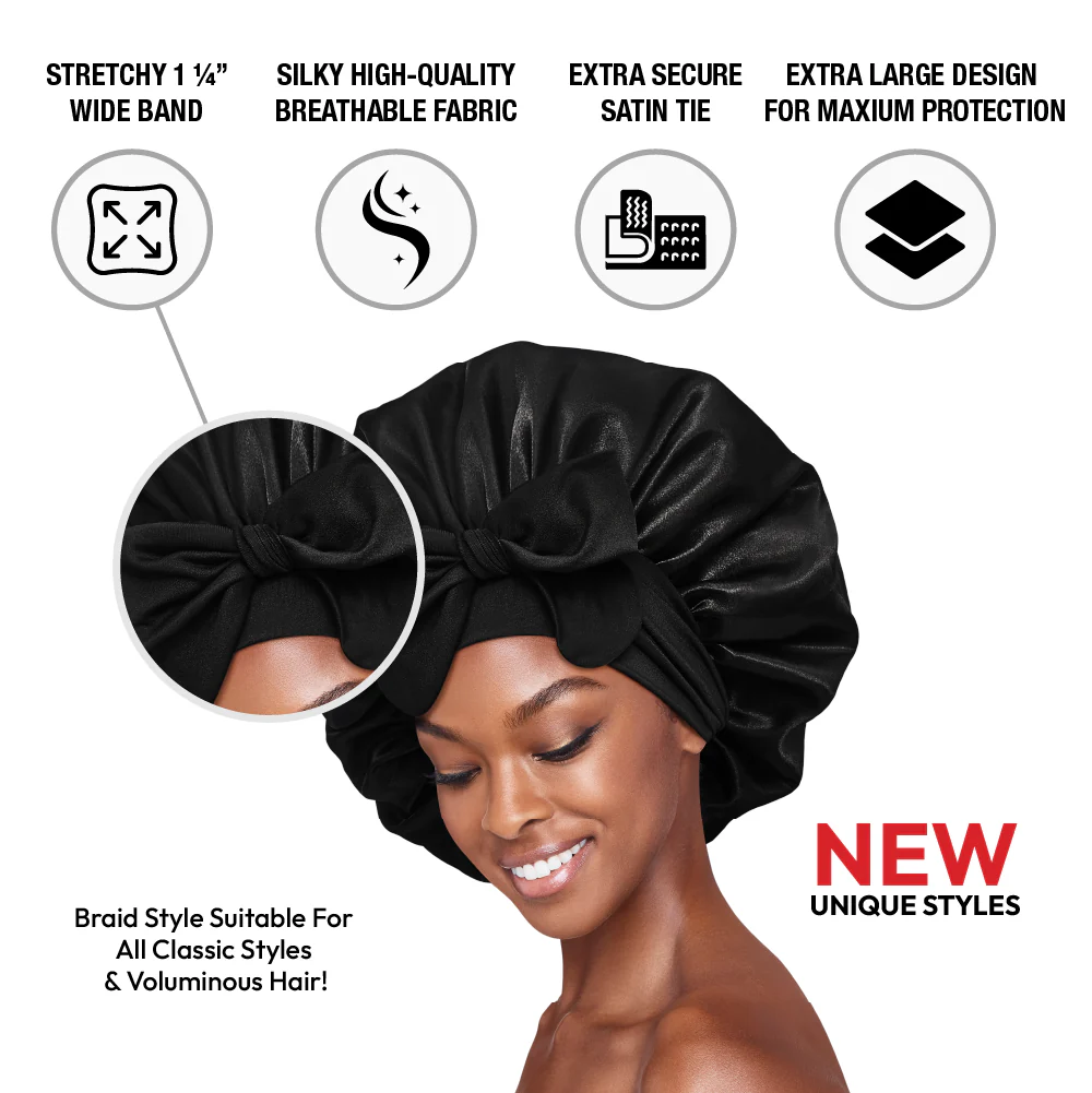 RED by KISS Adjustable Satin Bonnet with Tie Band – Extra Large Silky Cap for Braids, Locs & Curls - Image 2