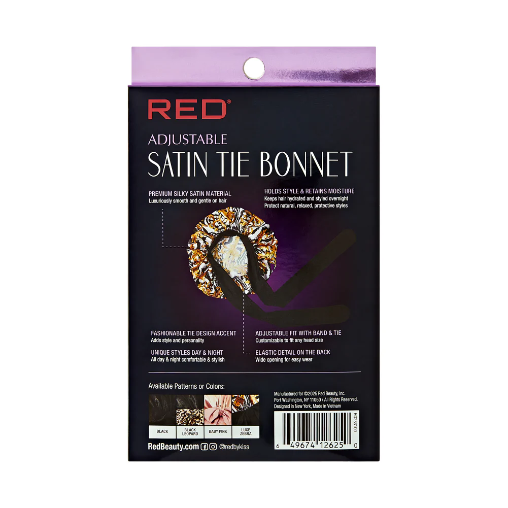 RED by KISS Adjustable Satin Bonnet with Tie Band – Extra Large Silky Cap for Braids, Locs & Curls - Image 20