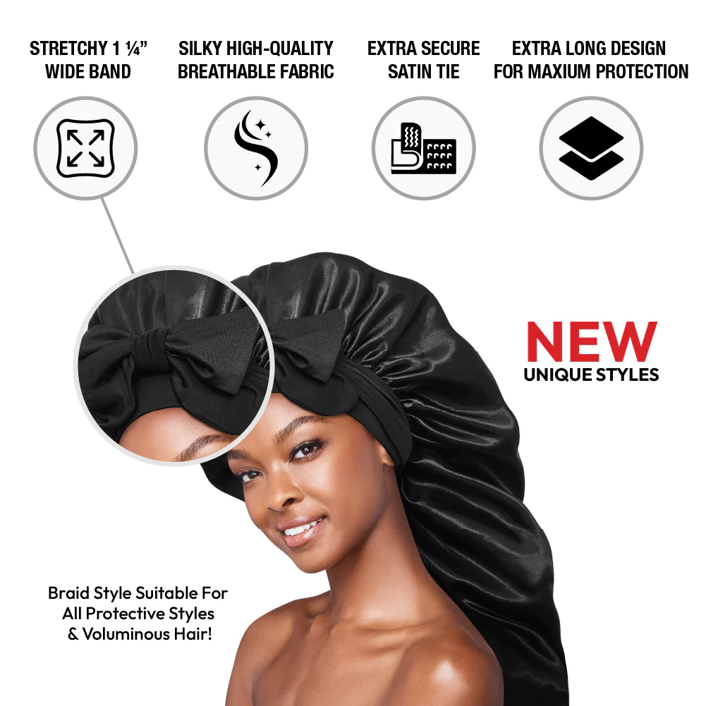 RED by KISS Adjustable Satin Bonnet with Tie Band – Extra Large Silky Cap for Braids, Locs & Curls - Image 22