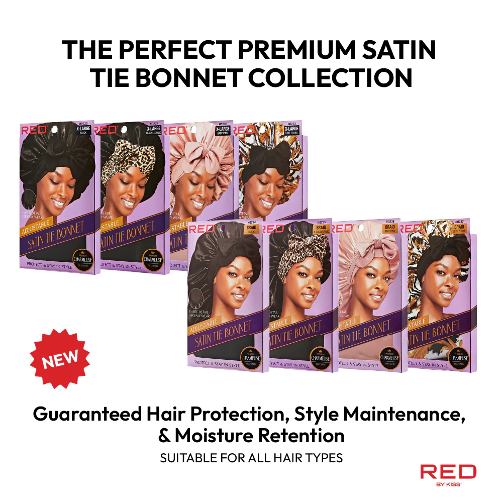 RED by KISS Adjustable Satin Bonnet with Tie Band – Extra Large Silky Cap for Braids, Locs & Curls - Image 24