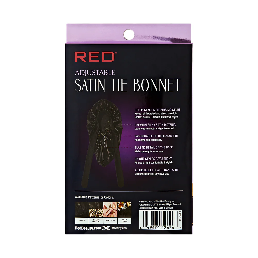 RED by KISS Adjustable Satin Bonnet with Tie Band – Extra Large Silky Cap for Braids, Locs & Curls - Image 25