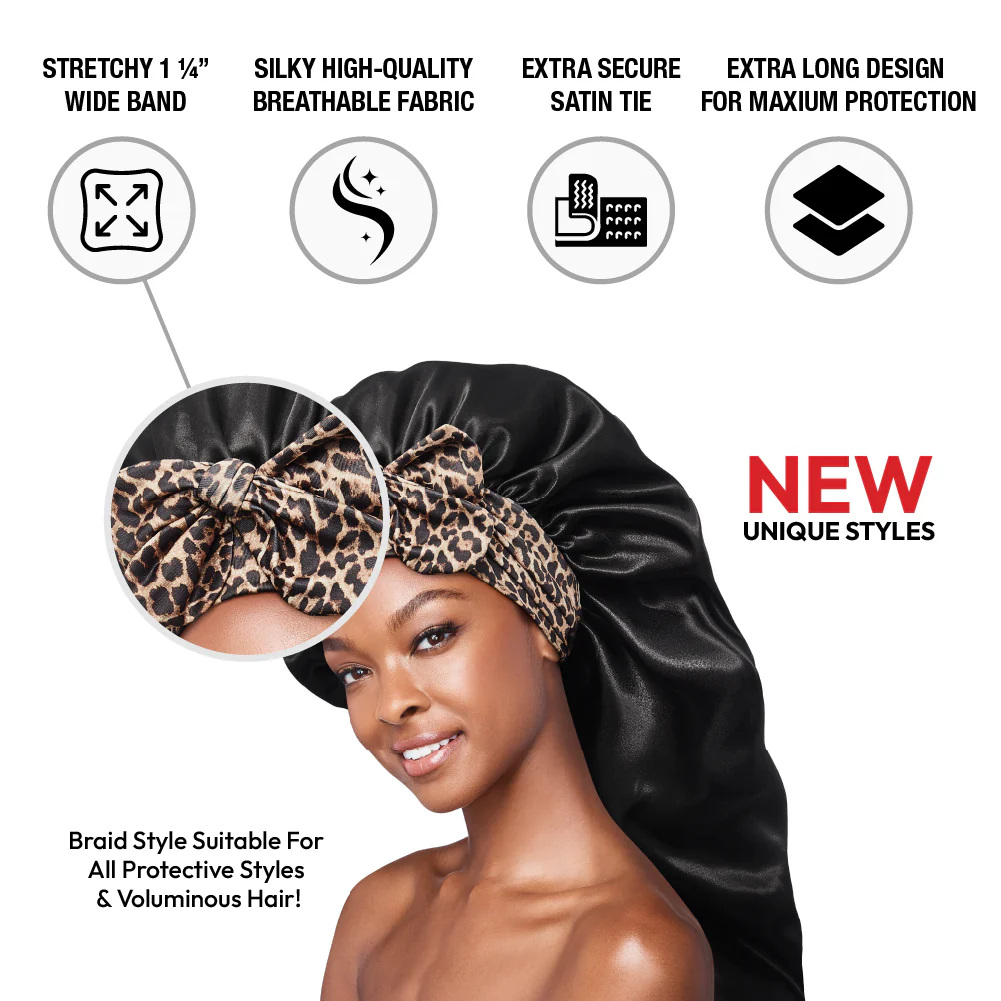 RED by KISS Adjustable Satin Bonnet with Tie Band – Extra Large Silky Cap for Braids, Locs & Curls - Image 27