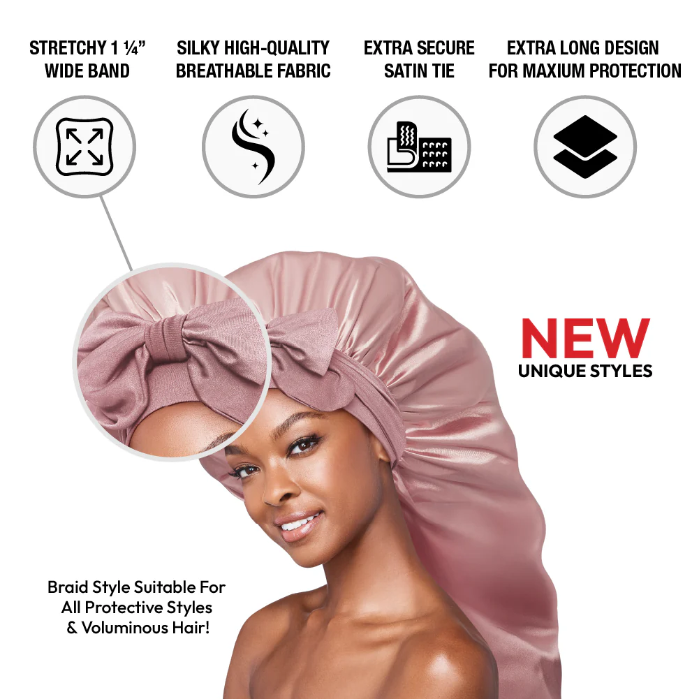 RED by KISS Adjustable Satin Bonnet with Tie Band – Extra Large Silky Cap for Braids, Locs & Curls - Image 32