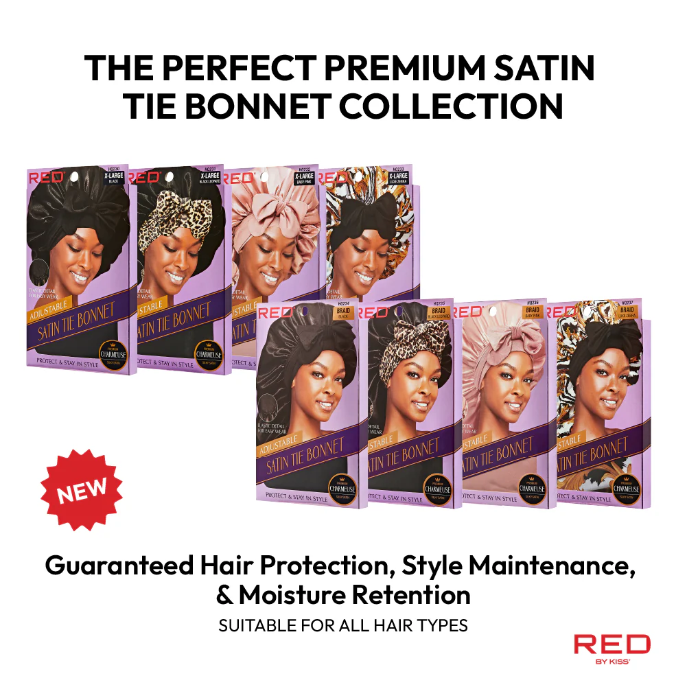 RED by KISS Adjustable Satin Bonnet with Tie Band – Extra Large Silky Cap for Braids, Locs & Curls - Image 34