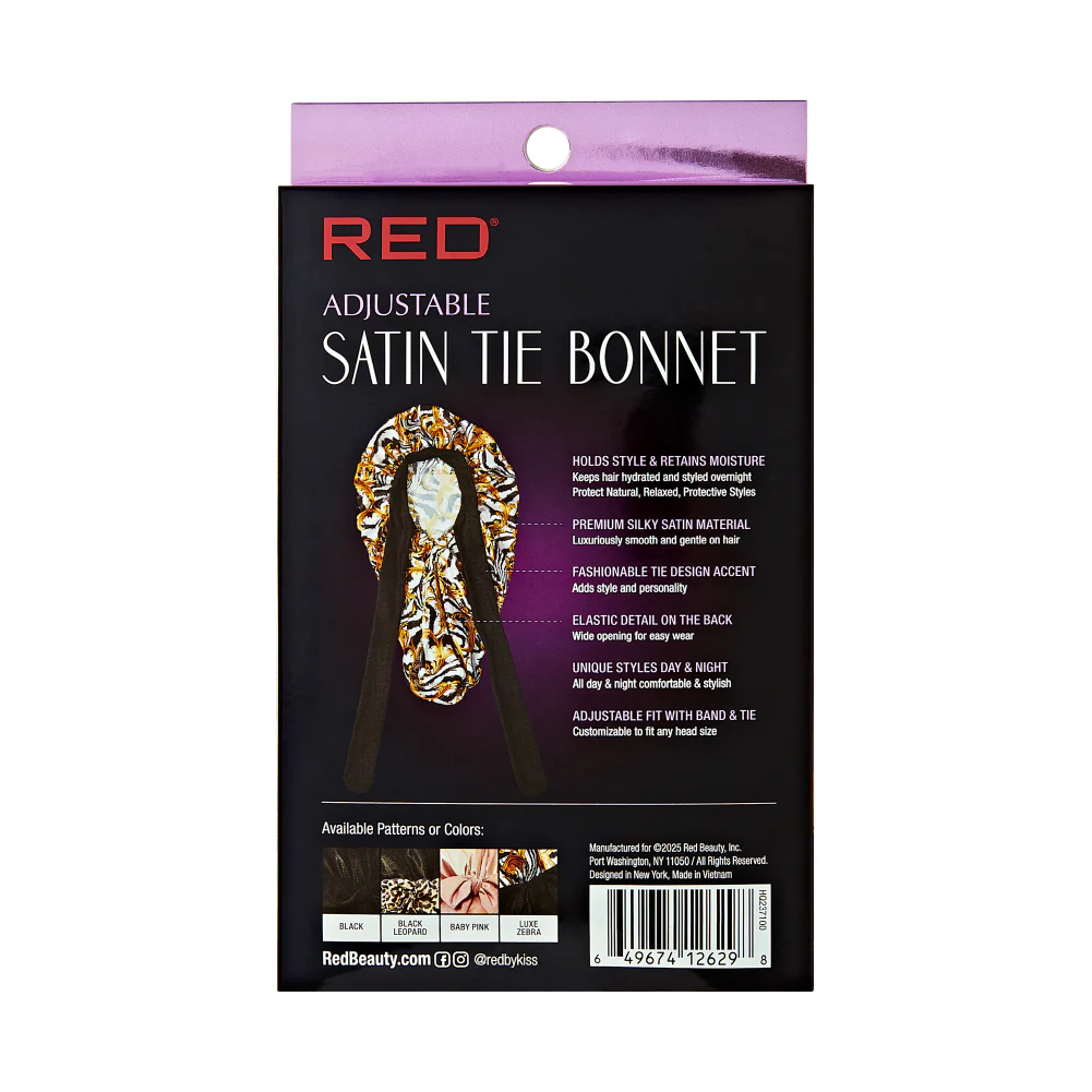 RED by KISS Adjustable Satin Bonnet with Tie Band – Extra Large Silky Cap for Braids, Locs & Curls - Image 40