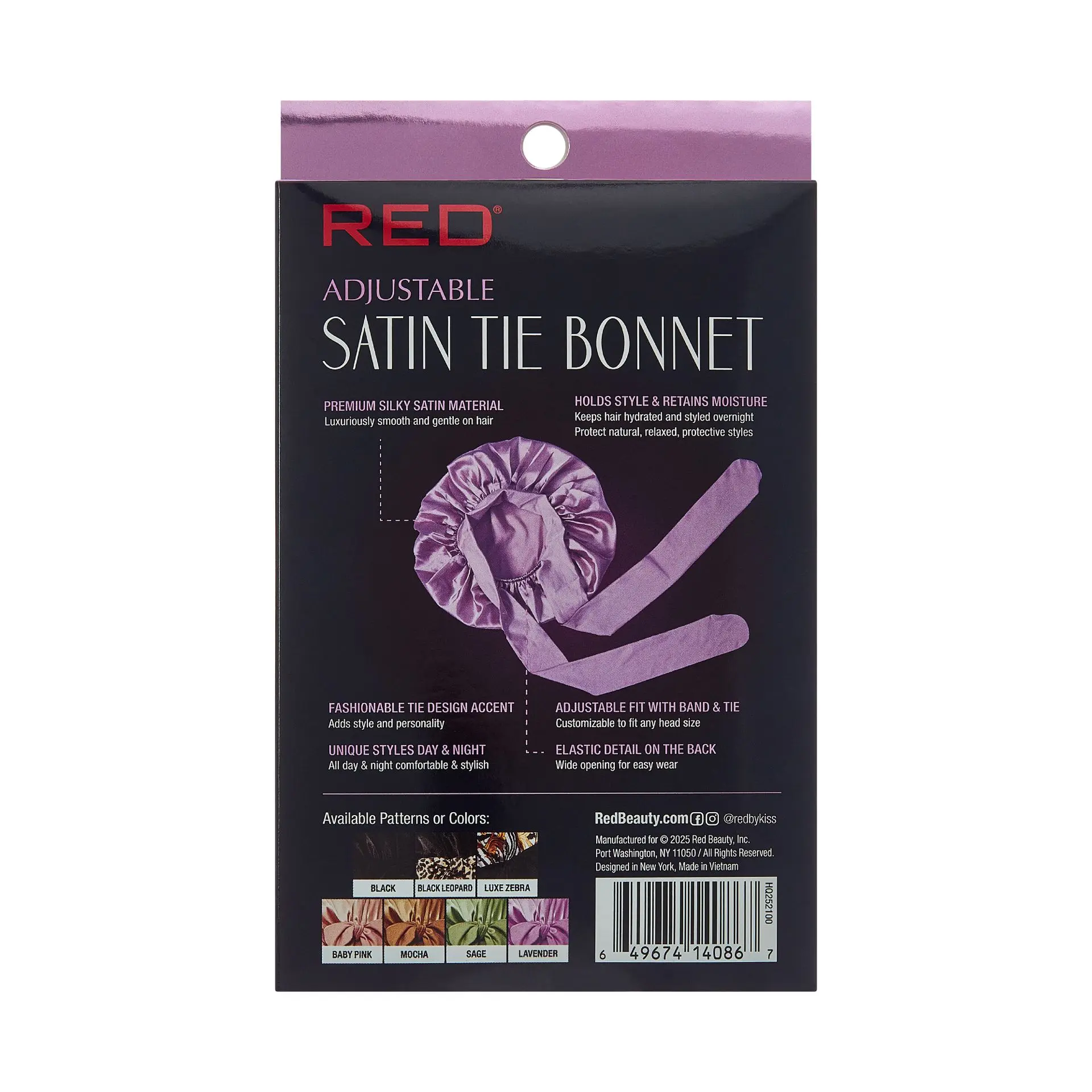 RED by KISS Adjustable Satin Bonnet with Tie Band – Extra Large Silky Cap for Braids, Locs & Curls - Image 58