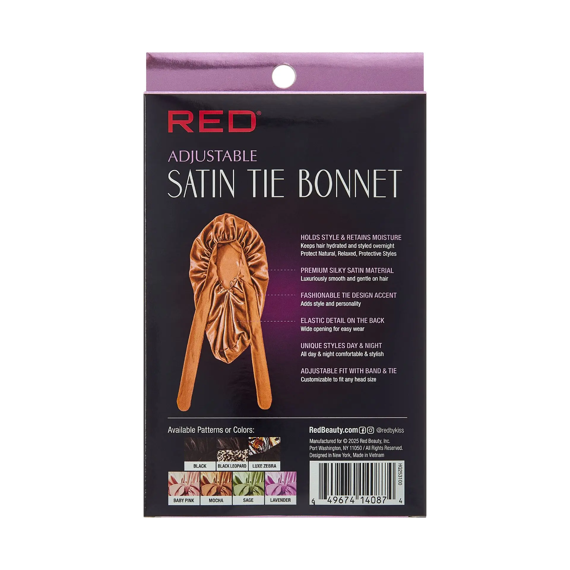 RED by KISS Adjustable Satin Bonnet with Tie Band – Extra Large Silky Cap for Braids, Locs & Curls - Image 64