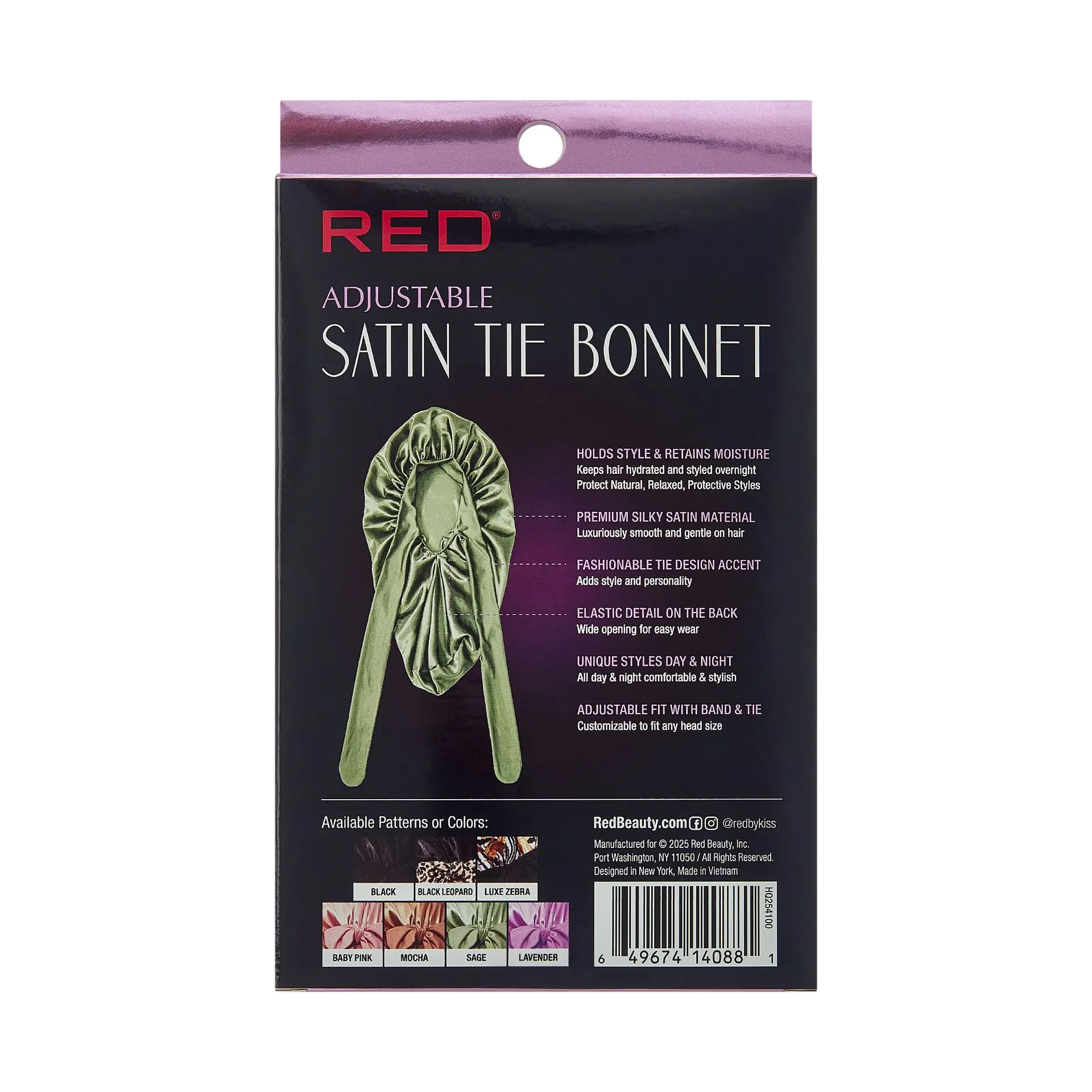RED by KISS Adjustable Satin Bonnet with Tie Band – Extra Large Silky Cap for Braids, Locs & Curls - Image 68