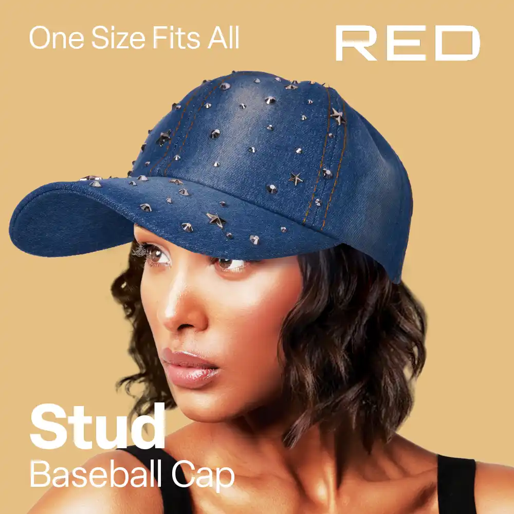 RED by KISS Adjustable Satin Lined Studded Baseball Cap - Image 10