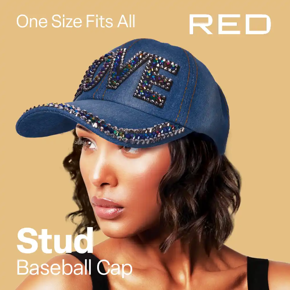 RED by KISS Adjustable Satin Lined Studded Baseball Cap - Image 7
