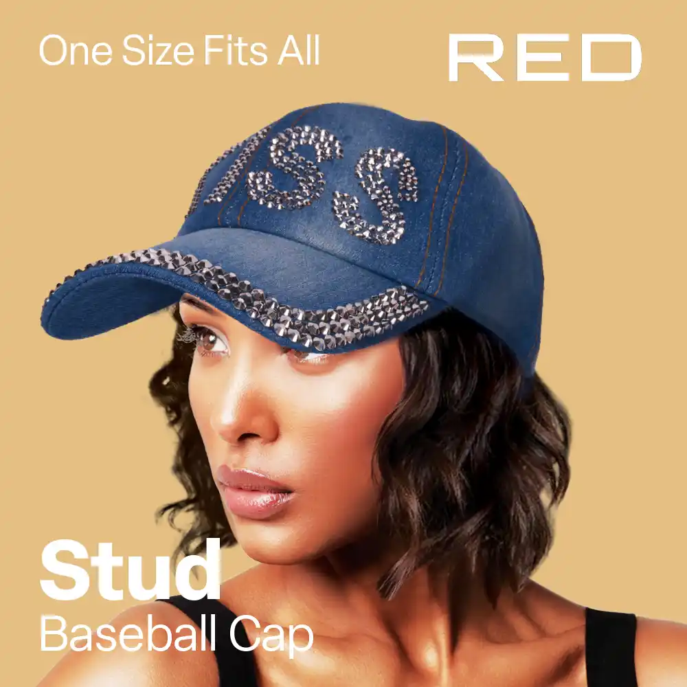 RED by KISS Adjustable Satin Lined Studded Baseball Cap - Image 8