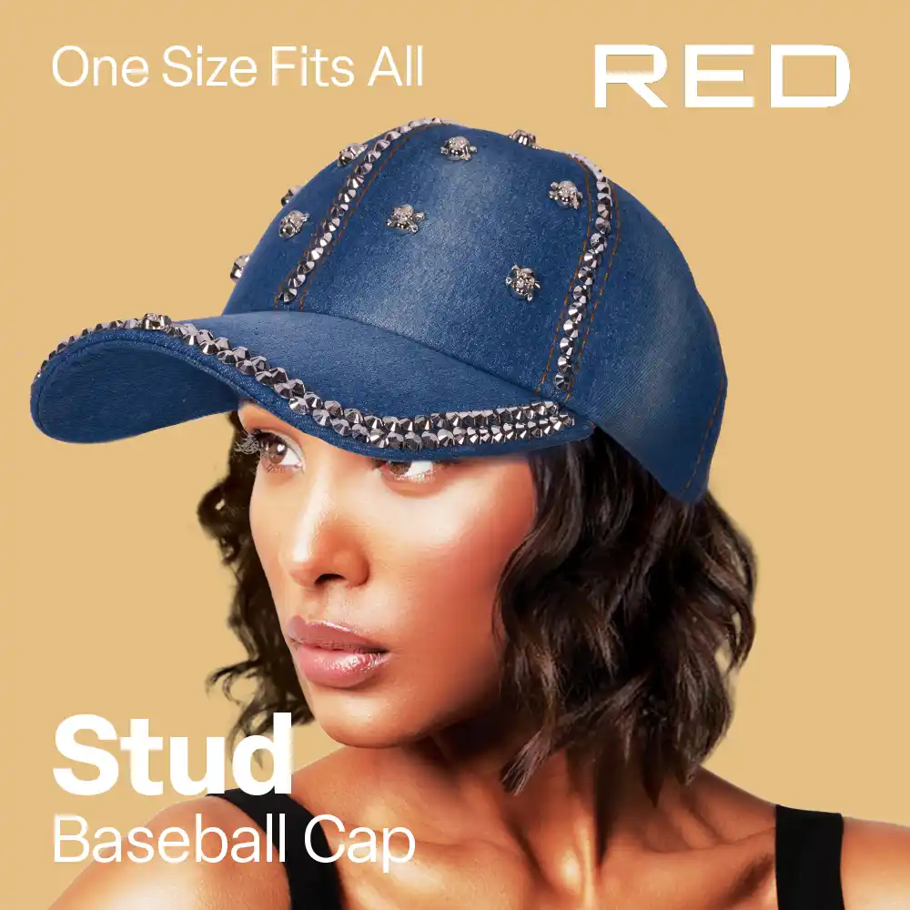RED by KISS Adjustable Satin Lined Studded Baseball Cap - Image 9