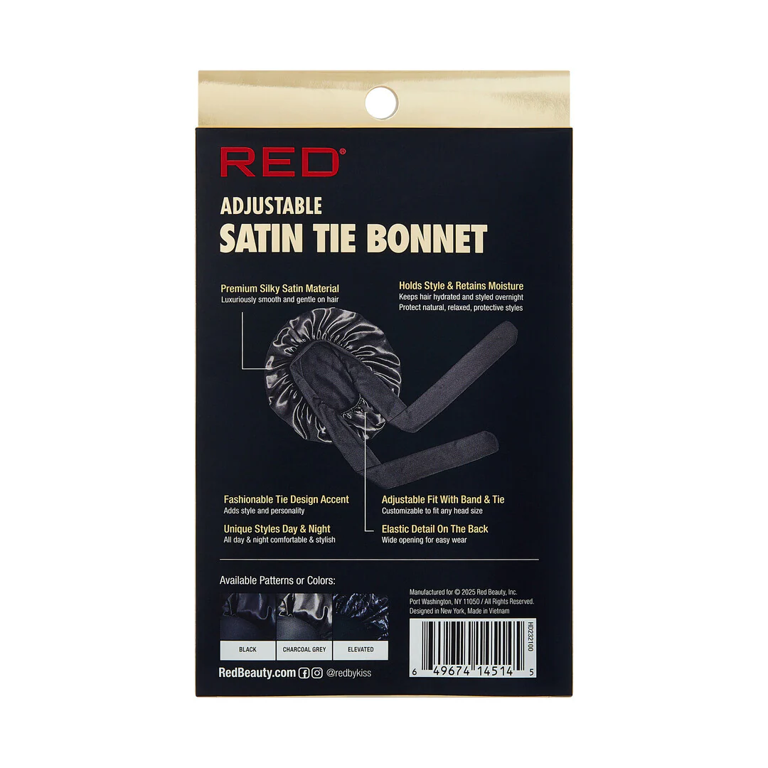 RED Adjustable Satin Tie Bonnet Sleep Cap for Braids, Locs & Natural Hair X-Large & Braid Sizes - Image 11