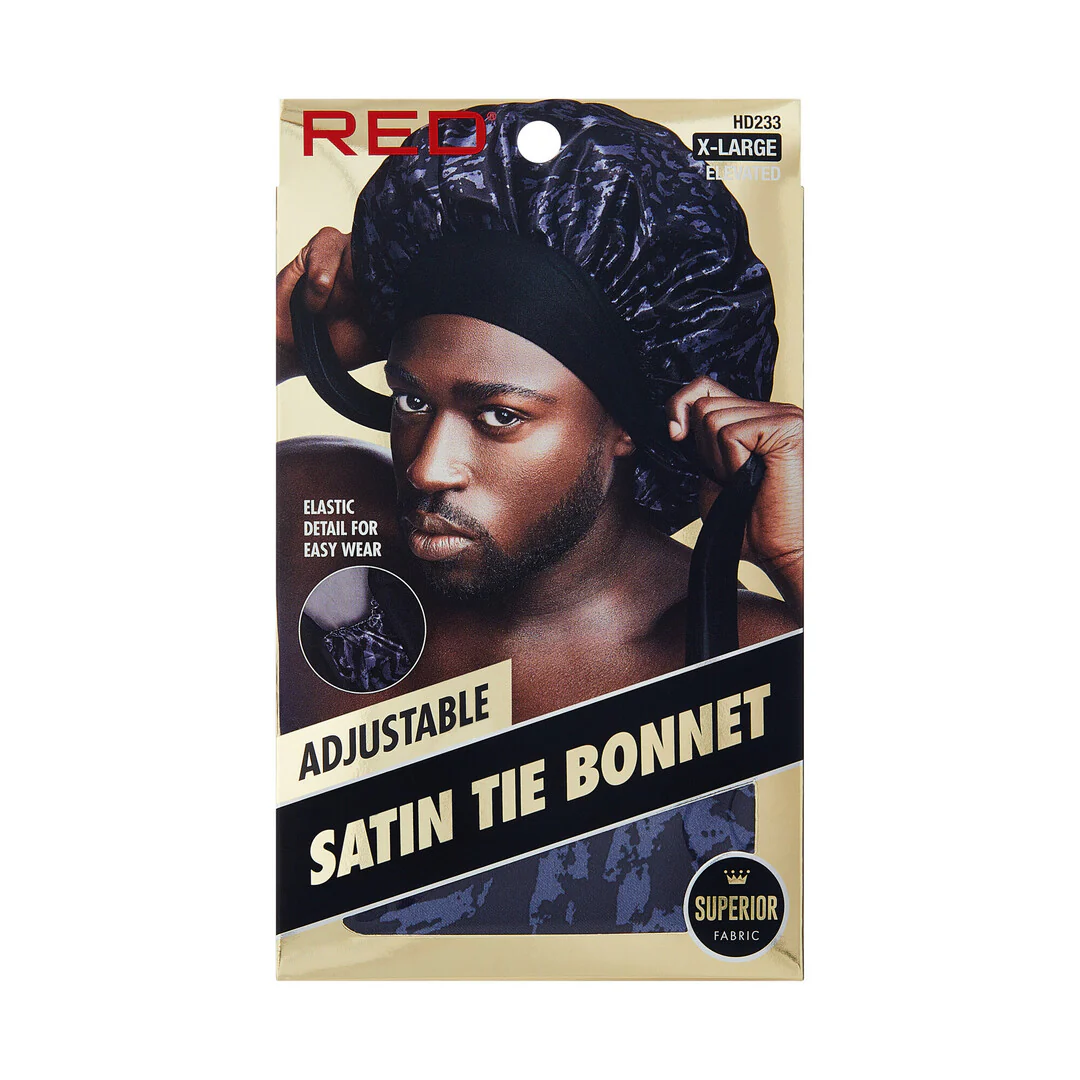 RED Adjustable Satin Tie Bonnet Sleep Cap for Braids, Locs & Natural Hair X-Large & Braid Sizes - Image 12