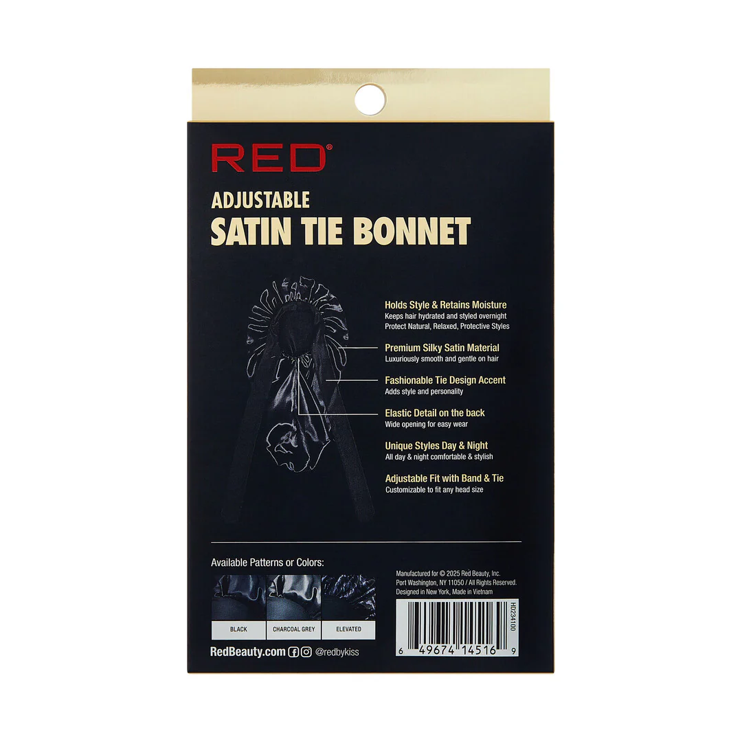 RED Adjustable Satin Tie Bonnet Sleep Cap for Braids, Locs & Natural Hair X-Large & Braid Sizes - Image 21
