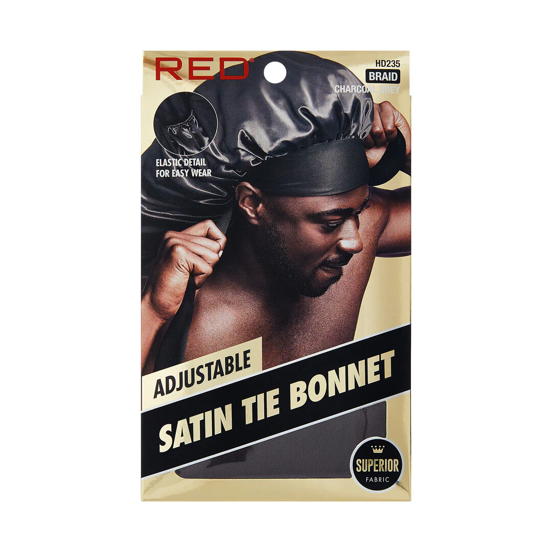 RED Adjustable Satin Tie Bonnet Sleep Cap for Braids, Locs & Natural Hair X-Large & Braid Sizes - Image 22