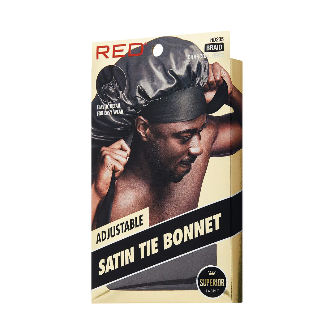 RED Adjustable Satin Tie Bonnet Sleep Cap for Braids, Locs & Natural Hair X-Large & Braid Sizes - Image 25