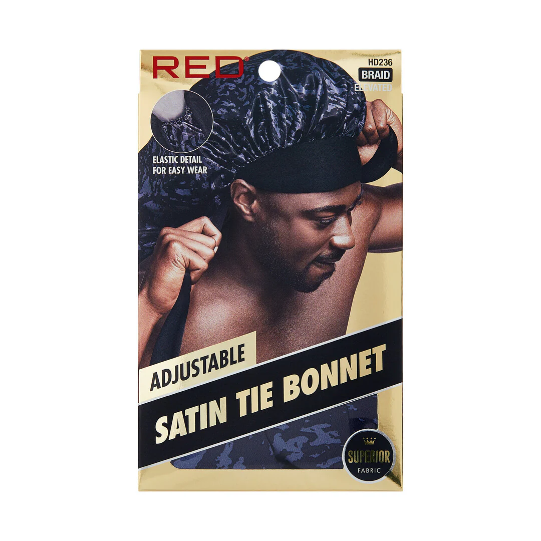 RED Adjustable Satin Tie Bonnet Sleep Cap for Braids, Locs & Natural Hair X-Large & Braid Sizes - Image 27