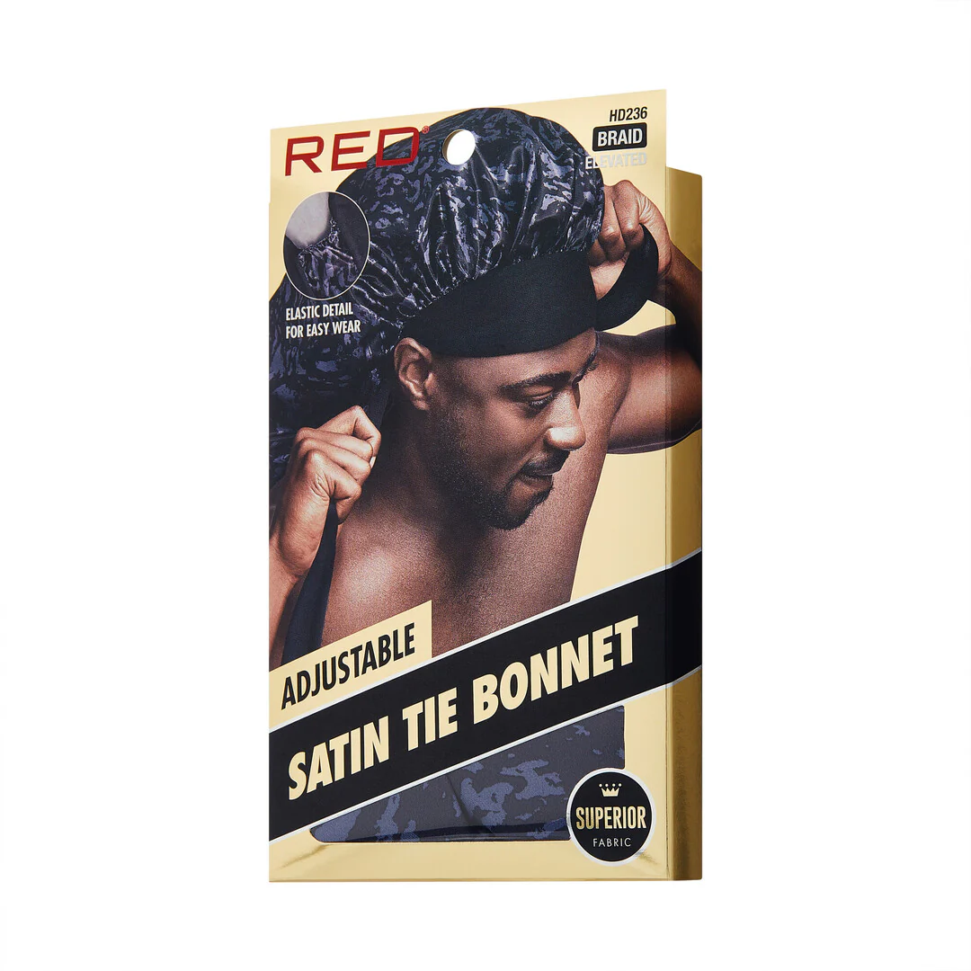 RED Adjustable Satin Tie Bonnet Sleep Cap for Braids, Locs & Natural Hair X-Large & Braid Sizes - Image 30