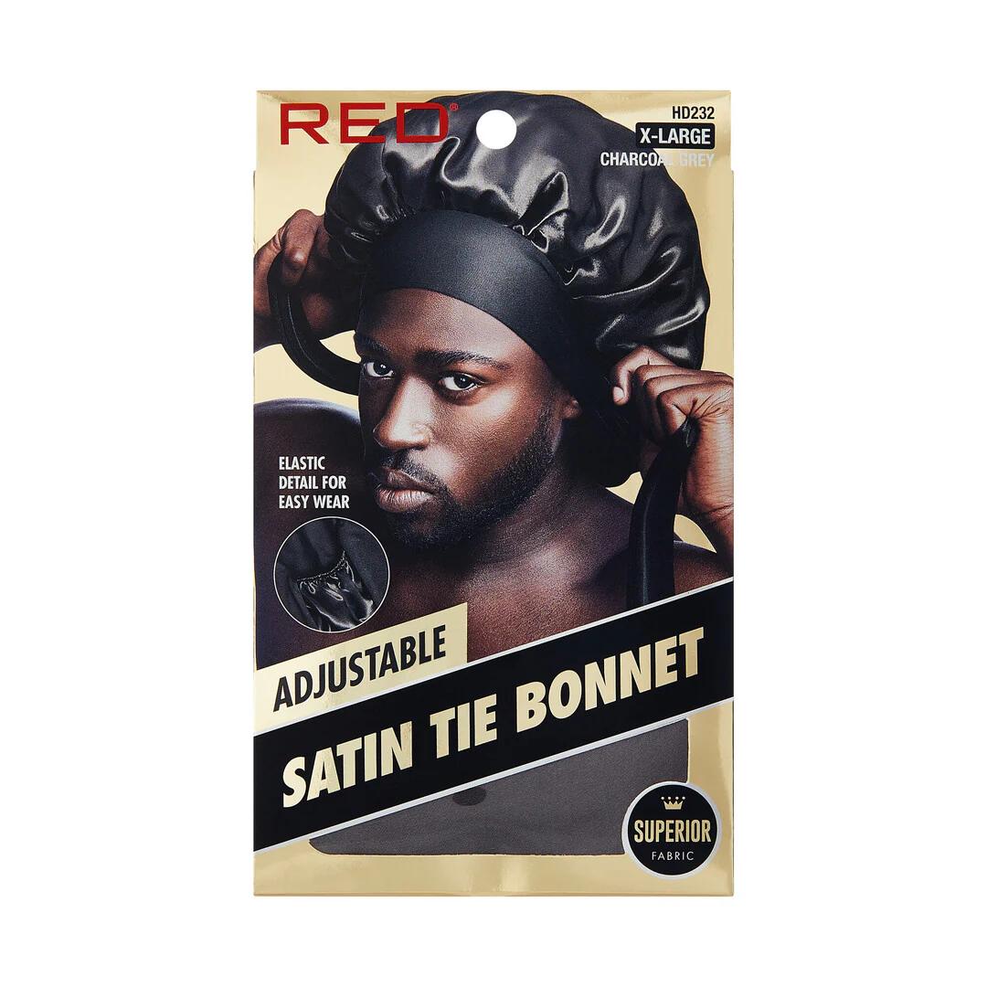 RED Adjustable Satin Tie Bonnet Sleep Cap for Braids, Locs & Natural Hair X-Large & Braid Sizes - Image 7