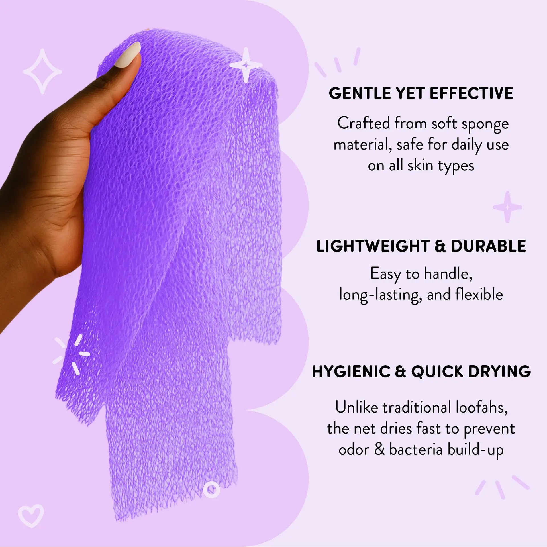 éclat African Bath Net Long Sponge – 1pc/ 3pcs Exfoliating Skin Smoother Shower Body Scrubber - Image 23