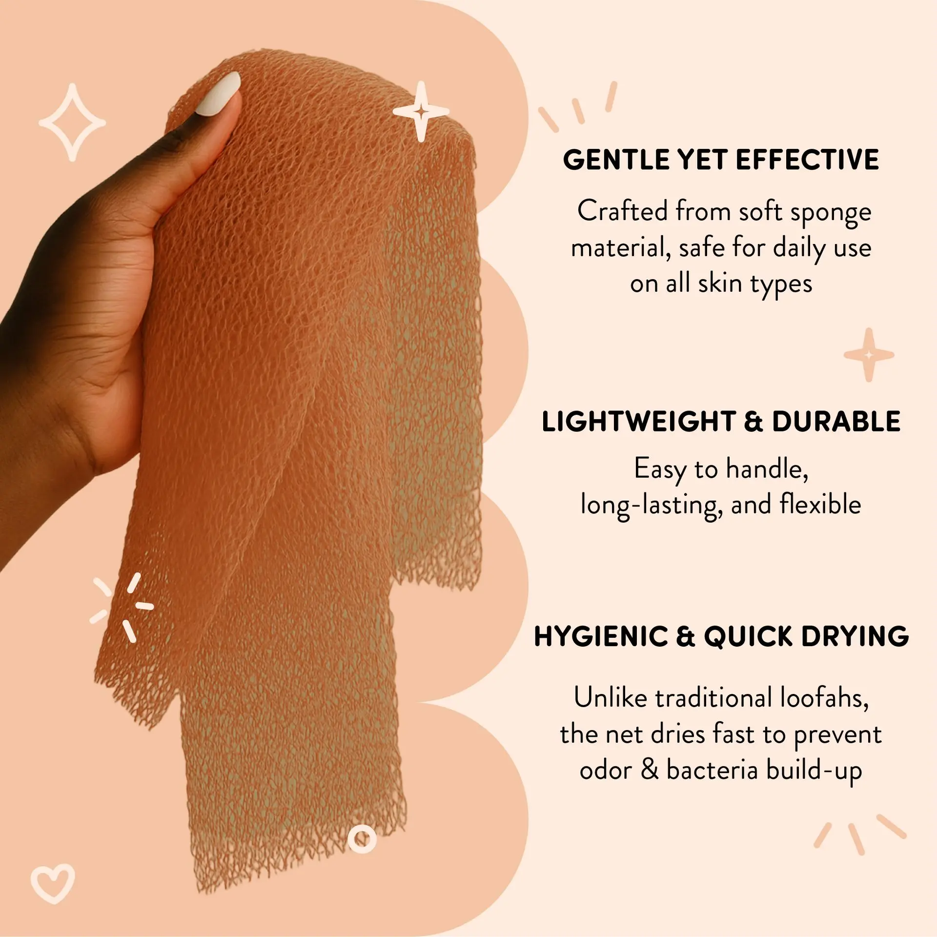 éclat African Bath Net Long Sponge – 1pc/ 3pcs Exfoliating Skin Smoother Shower Body Scrubber - Image 24
