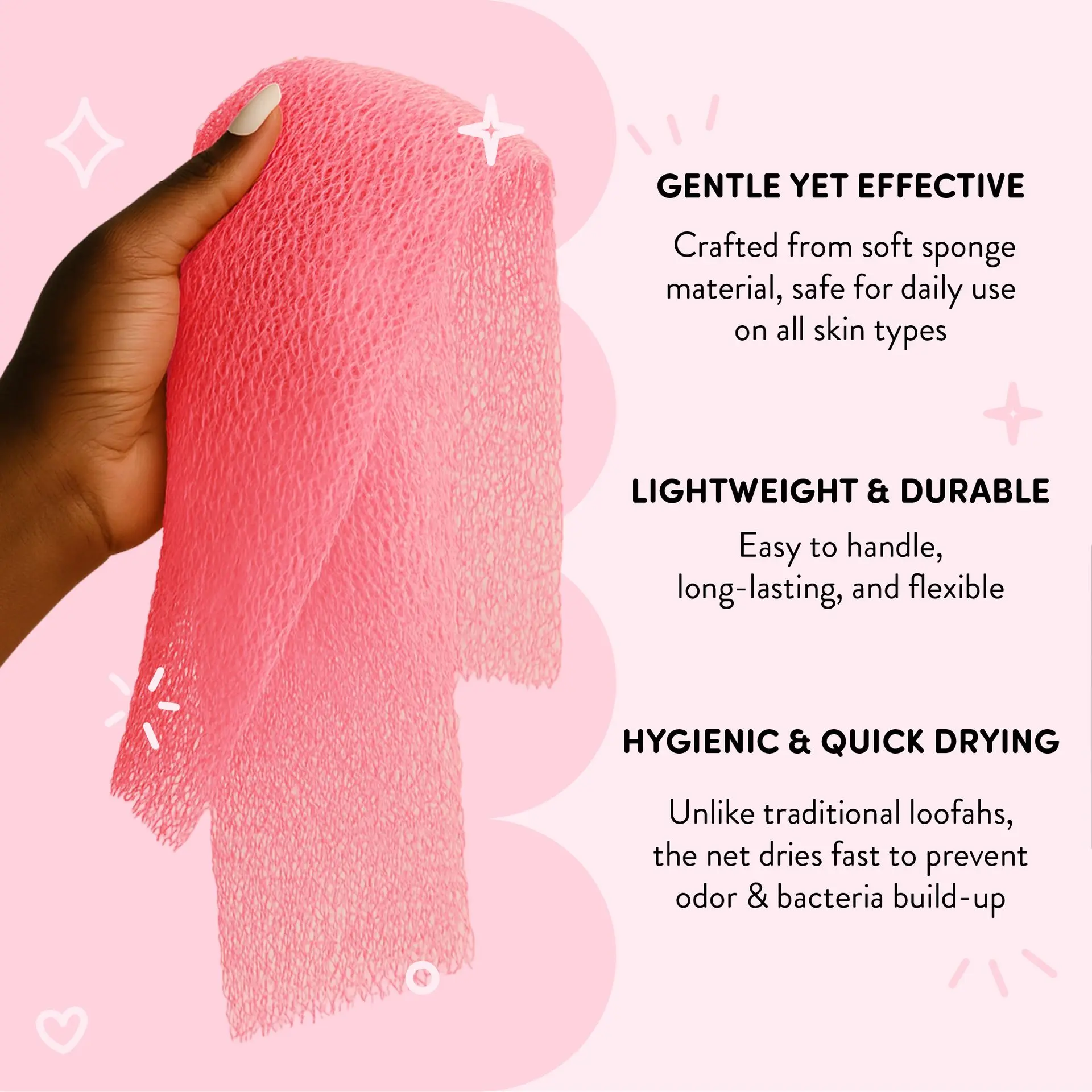 éclat African Bath Net Long Sponge – 1pc/ 3pcs Exfoliating Skin Smoother Shower Body Scrubber - Image 26