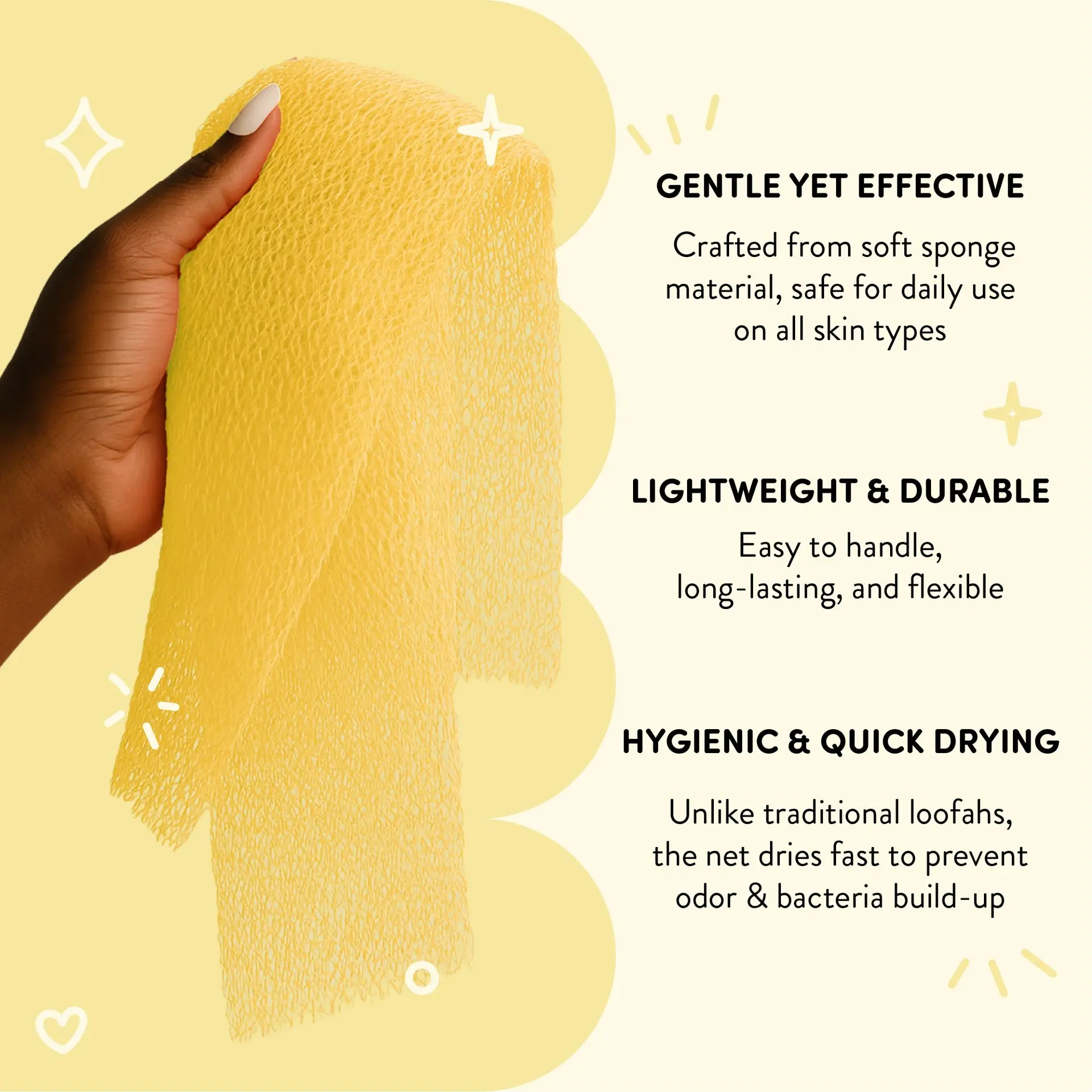 éclat African Bath Net Long Sponge – 1pc/ 3pcs Exfoliating Skin Smoother Shower Body Scrubber - Image 27
