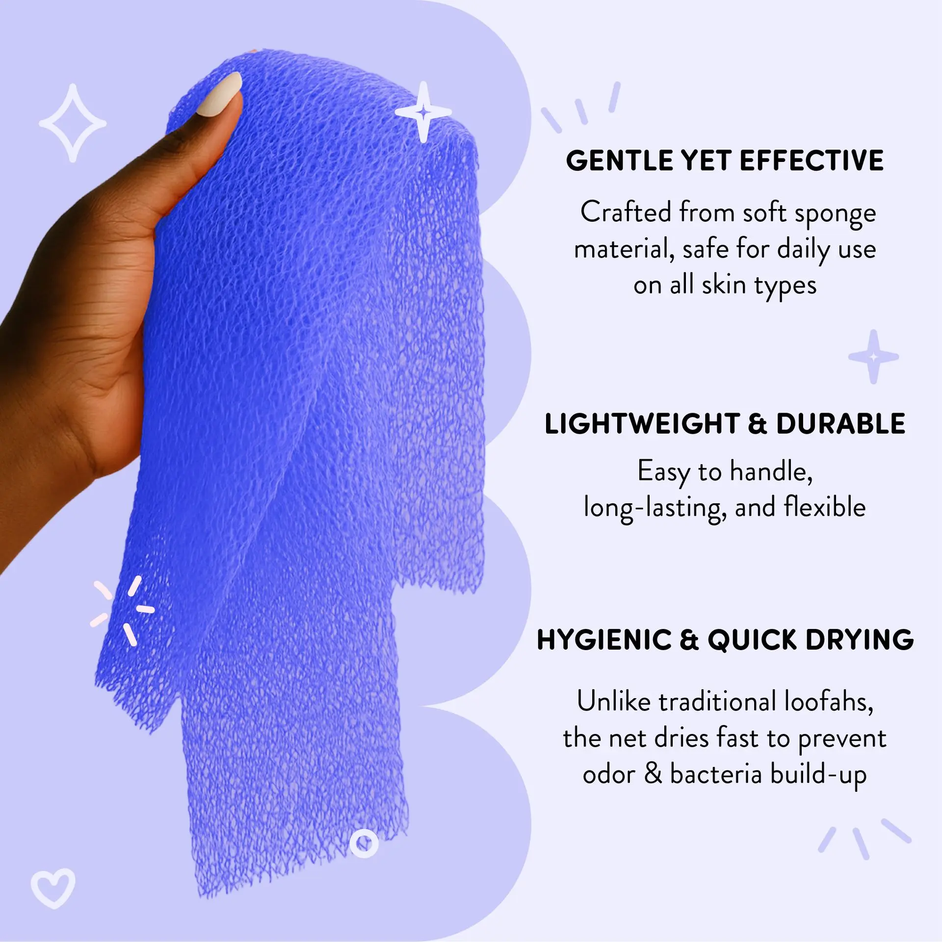 éclat African Bath Net Long Sponge – 1pc/ 3pcs Exfoliating Skin Smoother Shower Body Scrubber - Image 49