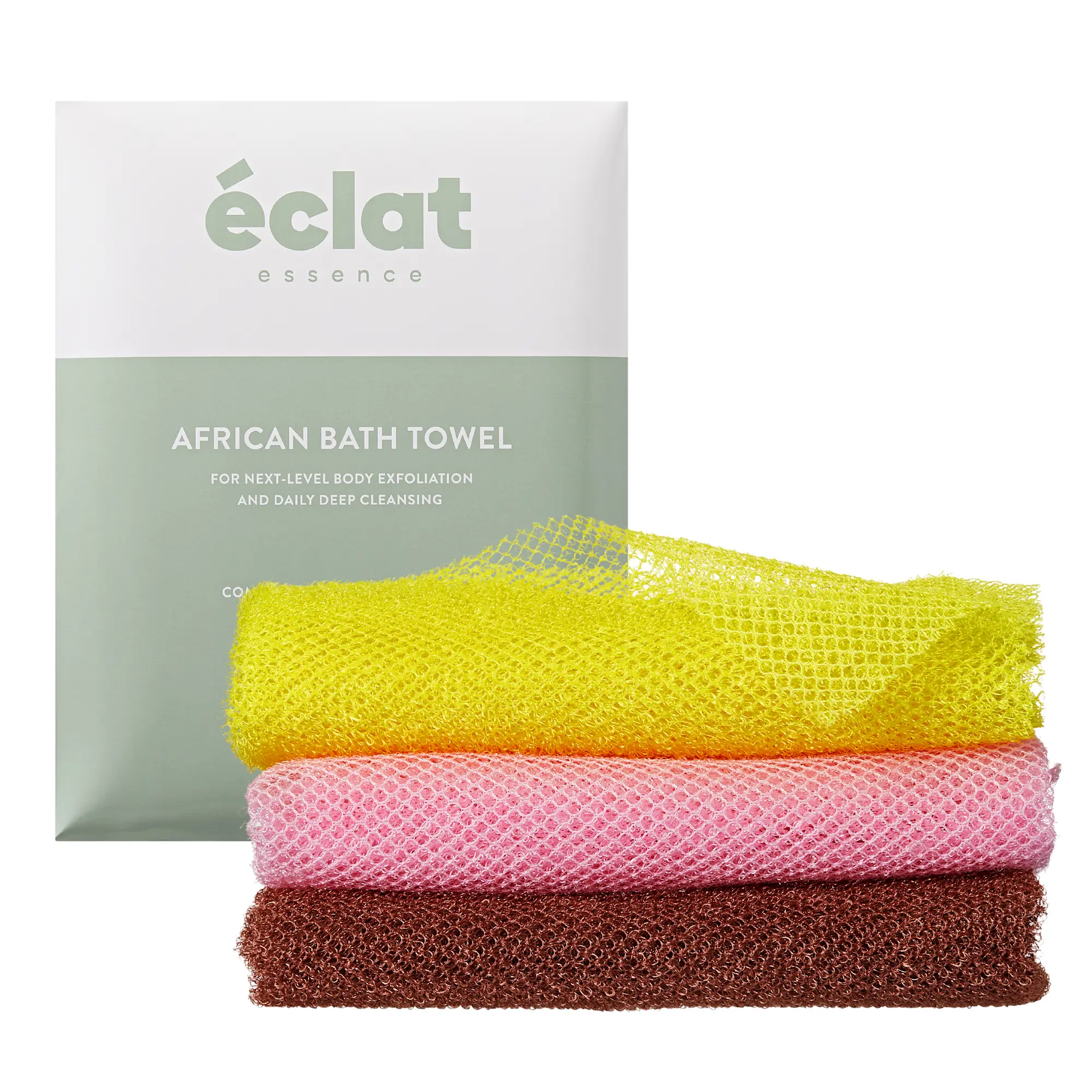 éclat African Bath Net Long Sponge – 1pc/ 3pcs Exfoliating Skin Smoother Shower Body Scrubber - Image 7