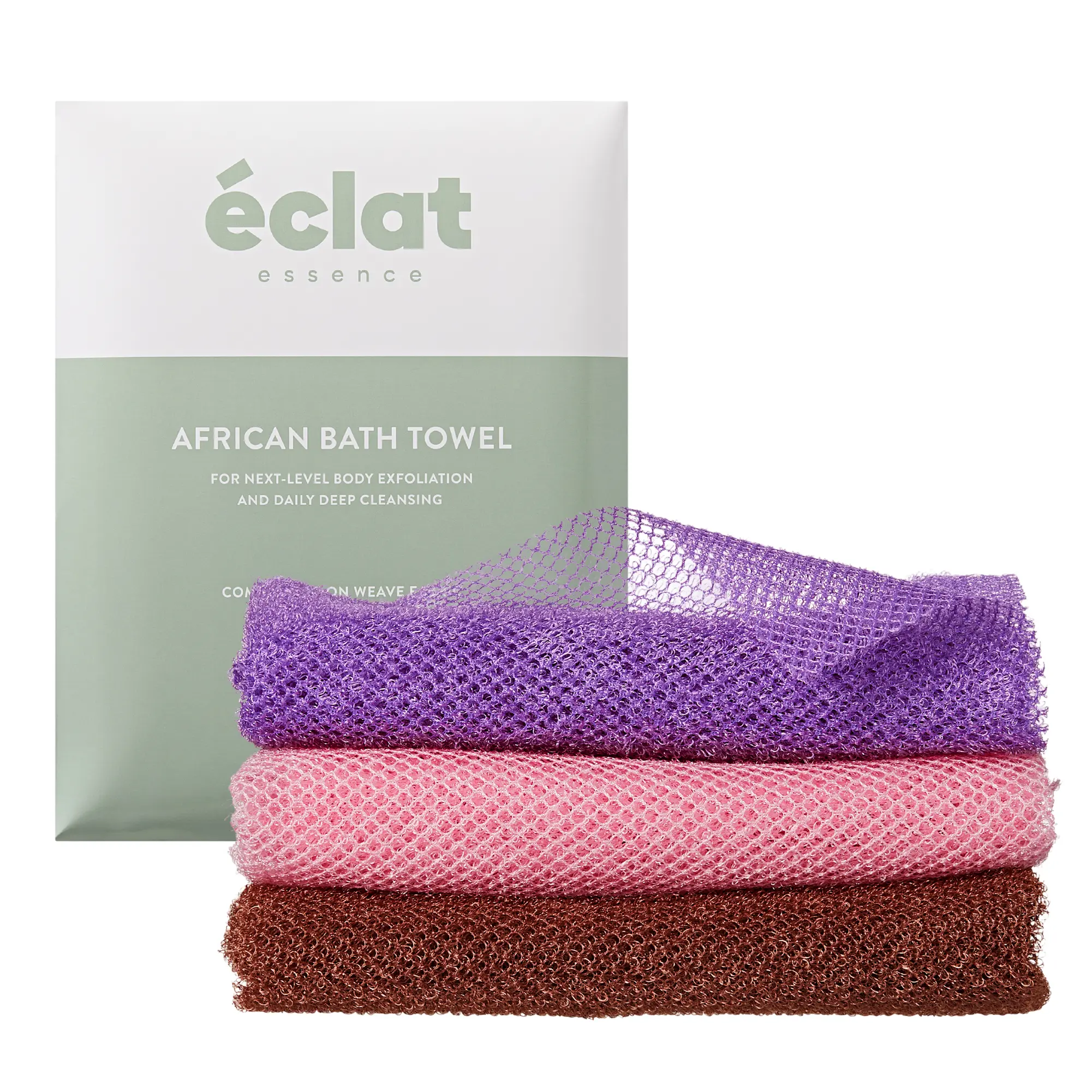 éclat African Bath Net Long Sponge – 1pc/ 3pcs Exfoliating Skin Smoother Shower Body Scrubber - Image 8