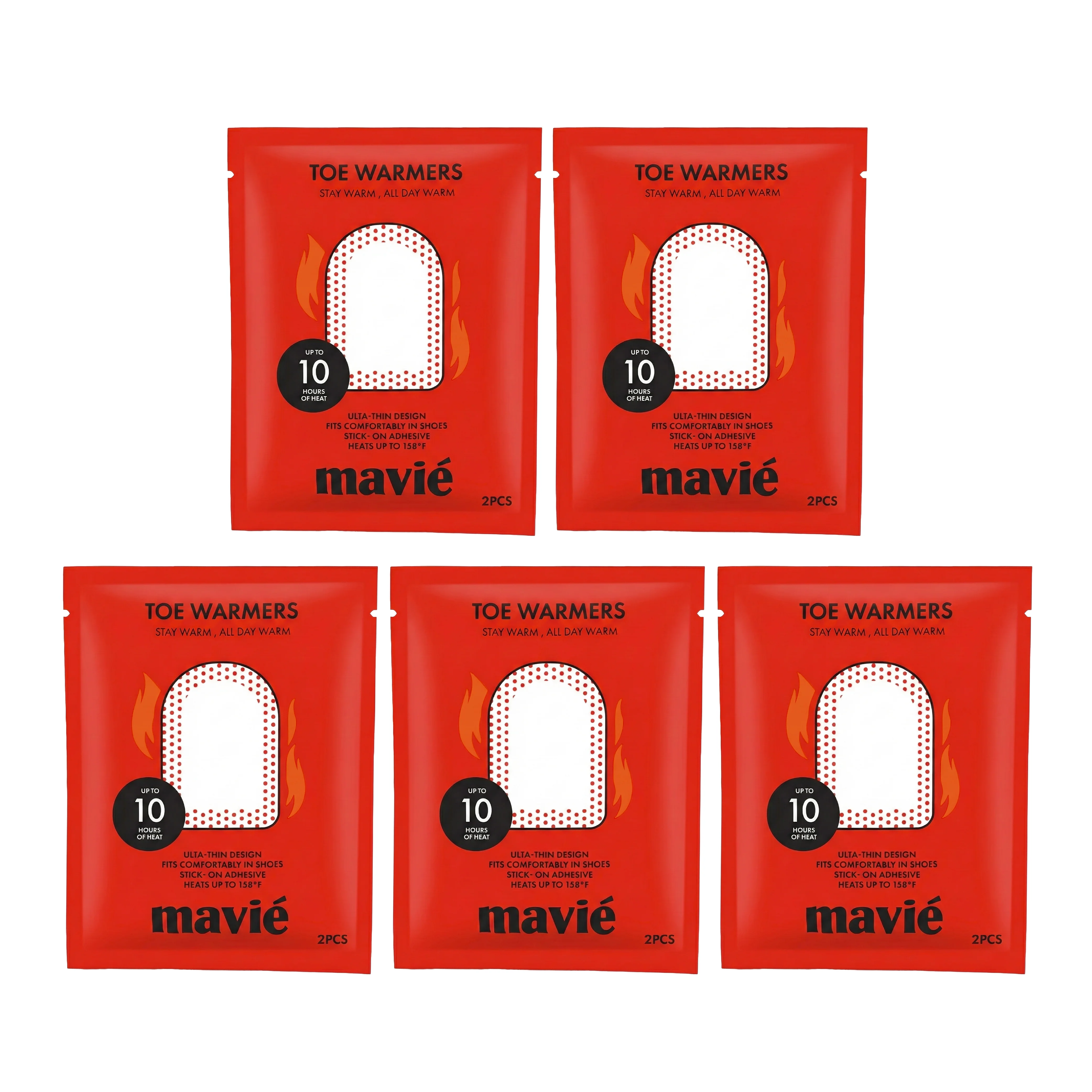 MAVIE Air-Activated Adhesive Toe Warmers Instant Heat, Includes 2 Warmers - Image 9