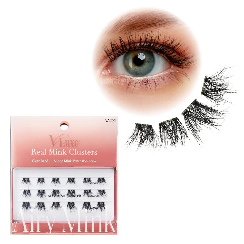 VLuxe By i•ENVY Airy Mink Strip Lash Cluster – 100% Real Mink Eyelash Extensions with Clear Band - Image 11