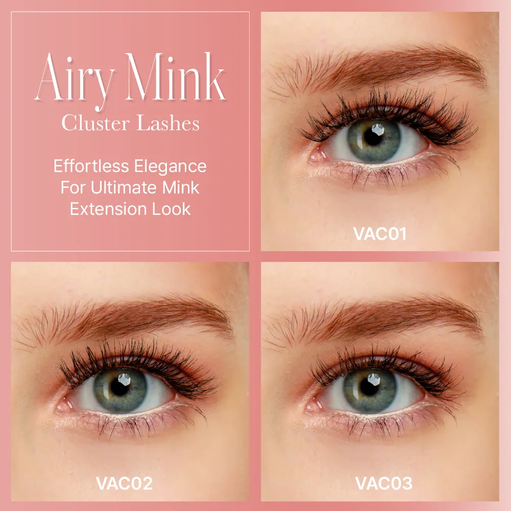 VLuxe By i•ENVY Airy Mink Strip Lash Cluster – 100% Real Mink Eyelash Extensions with Clear Band - Image 13