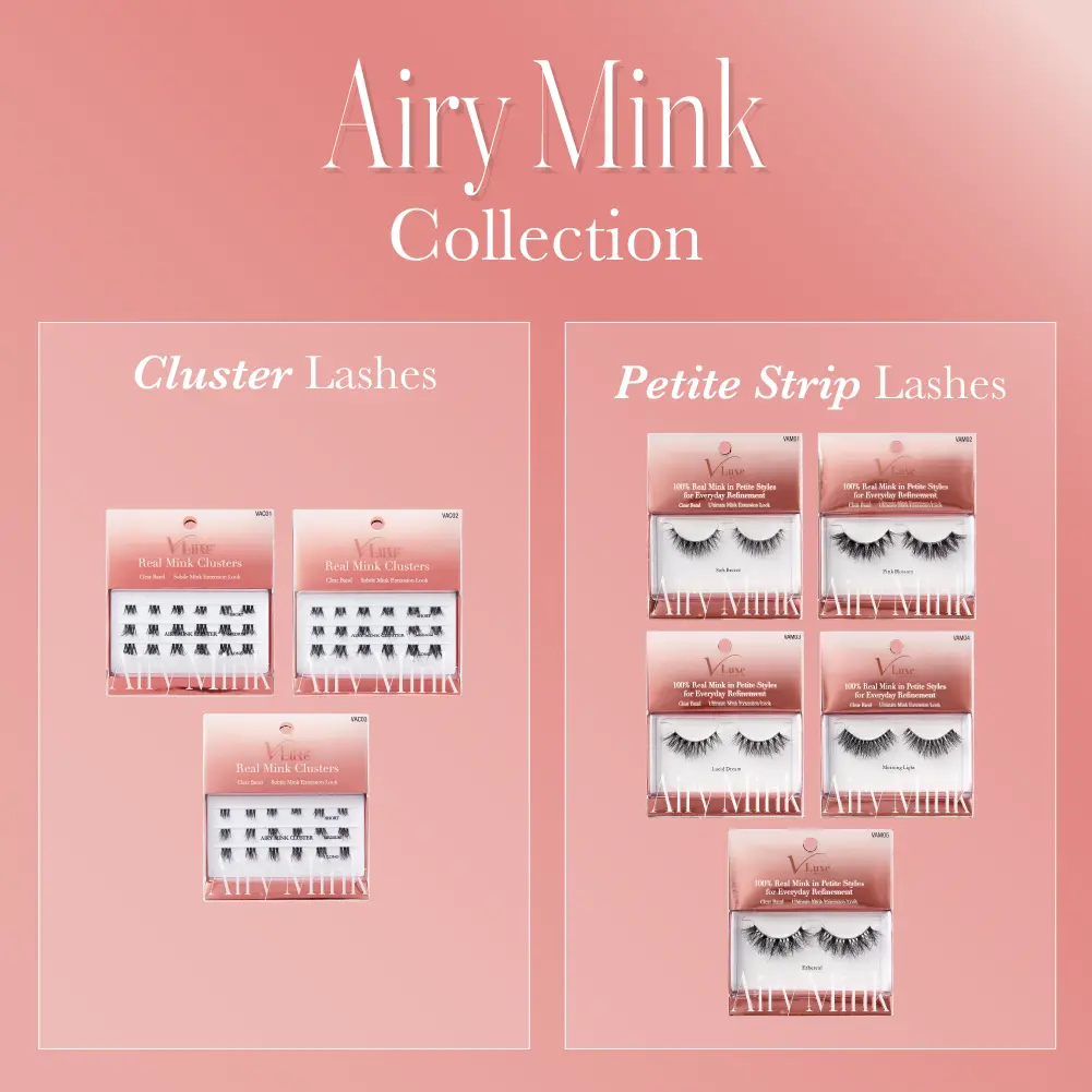 VLuxe By i•ENVY Airy Mink Strip Lash Cluster – 100% Real Mink Eyelash Extensions with Clear Band - Image 6