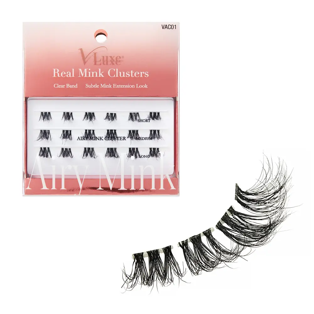 VLuxe By i•ENVY Airy Mink Strip Lash Cluster – 100% Real Mink Eyelash Extensions with Clear Band - Image 8