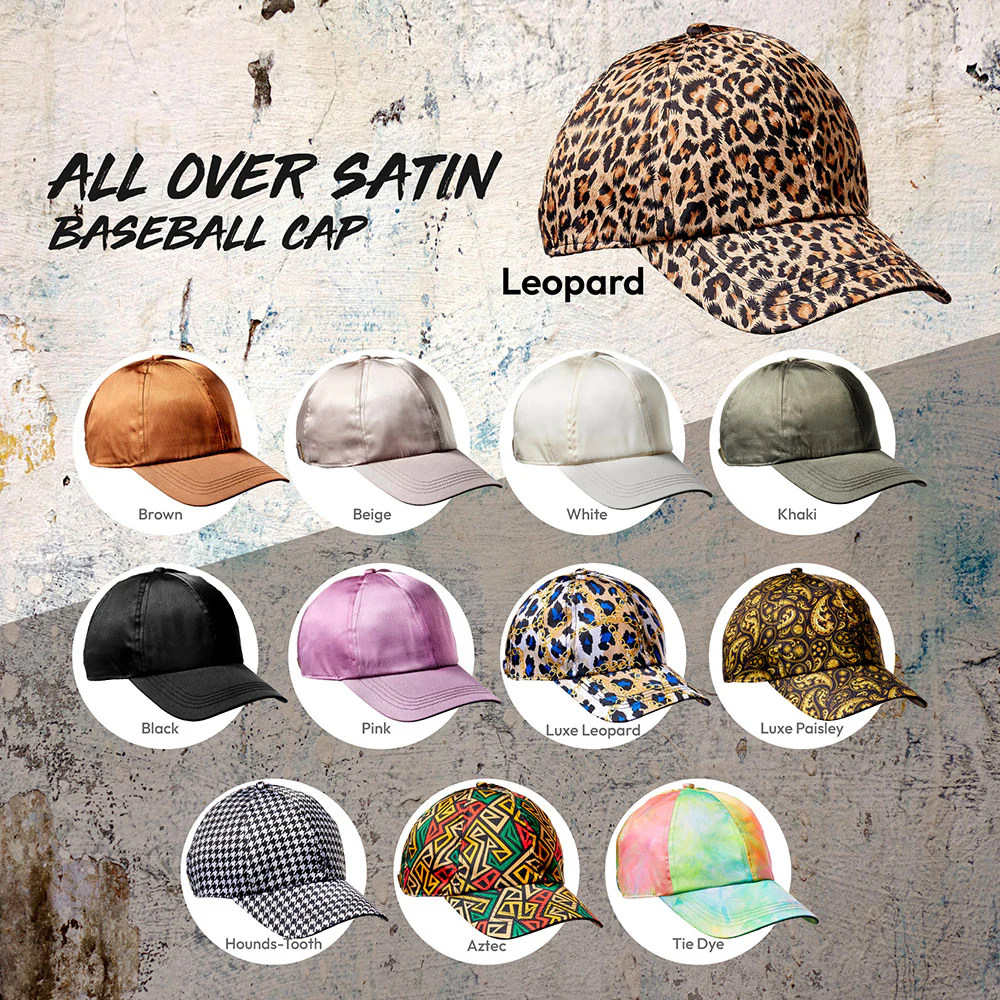 RED by KISS All Over Silky Satin Baseball Cap - Leopard - Image 5