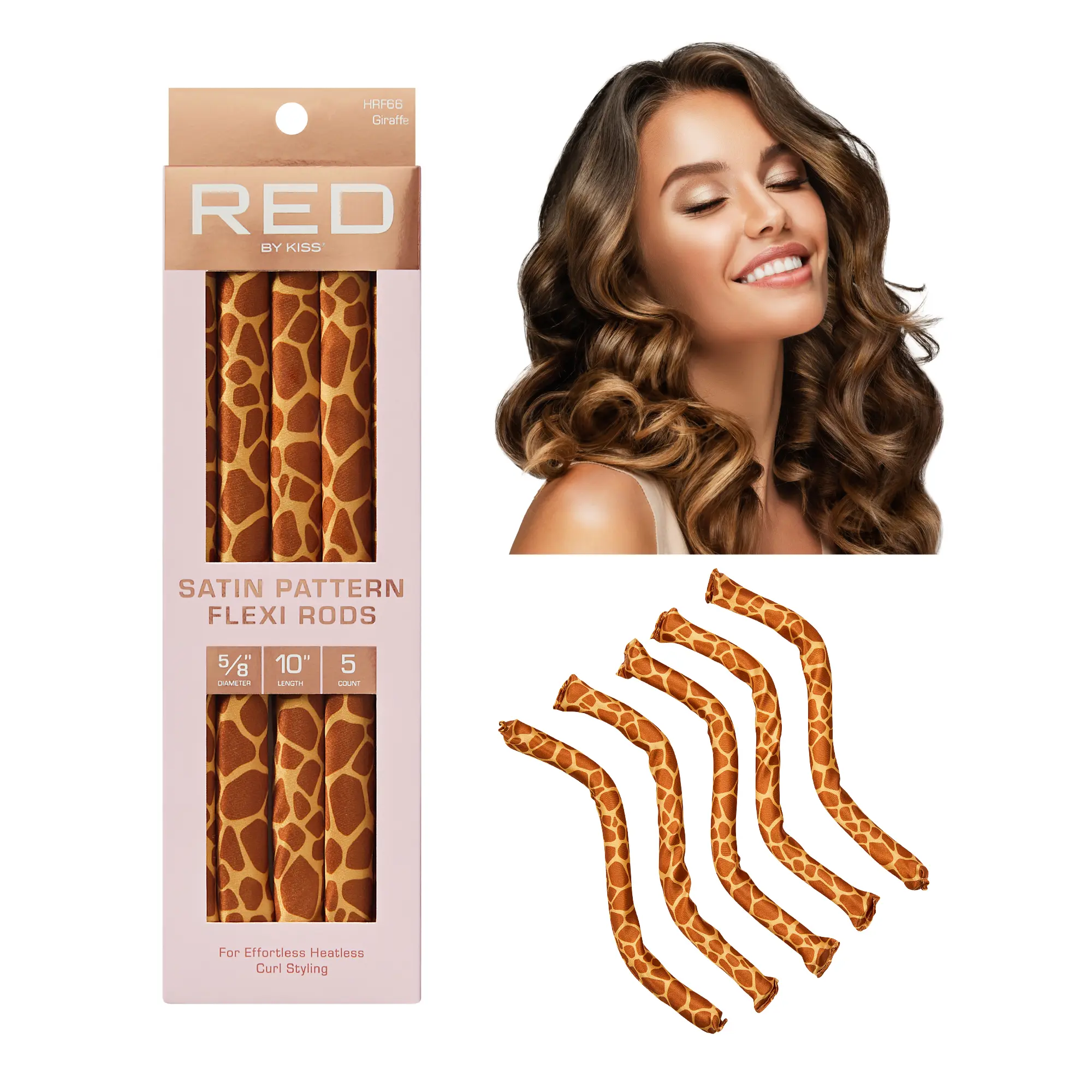 RED by KISS Animal Print Heatless Curling Silky Satin Flexi Rods - Image 17