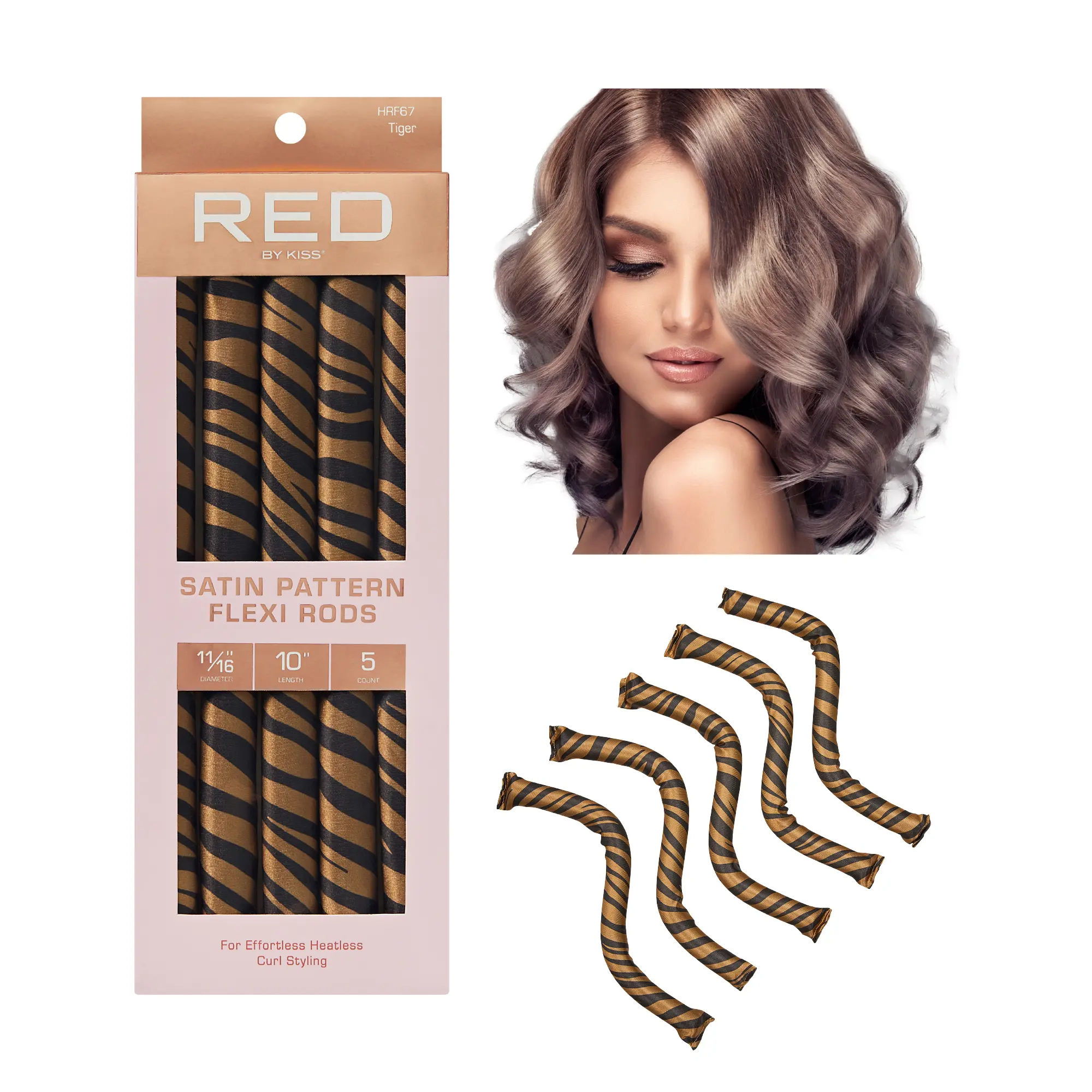 RED by KISS Animal Print Heatless Curling Silky Satin Flexi Rods - Image 25
