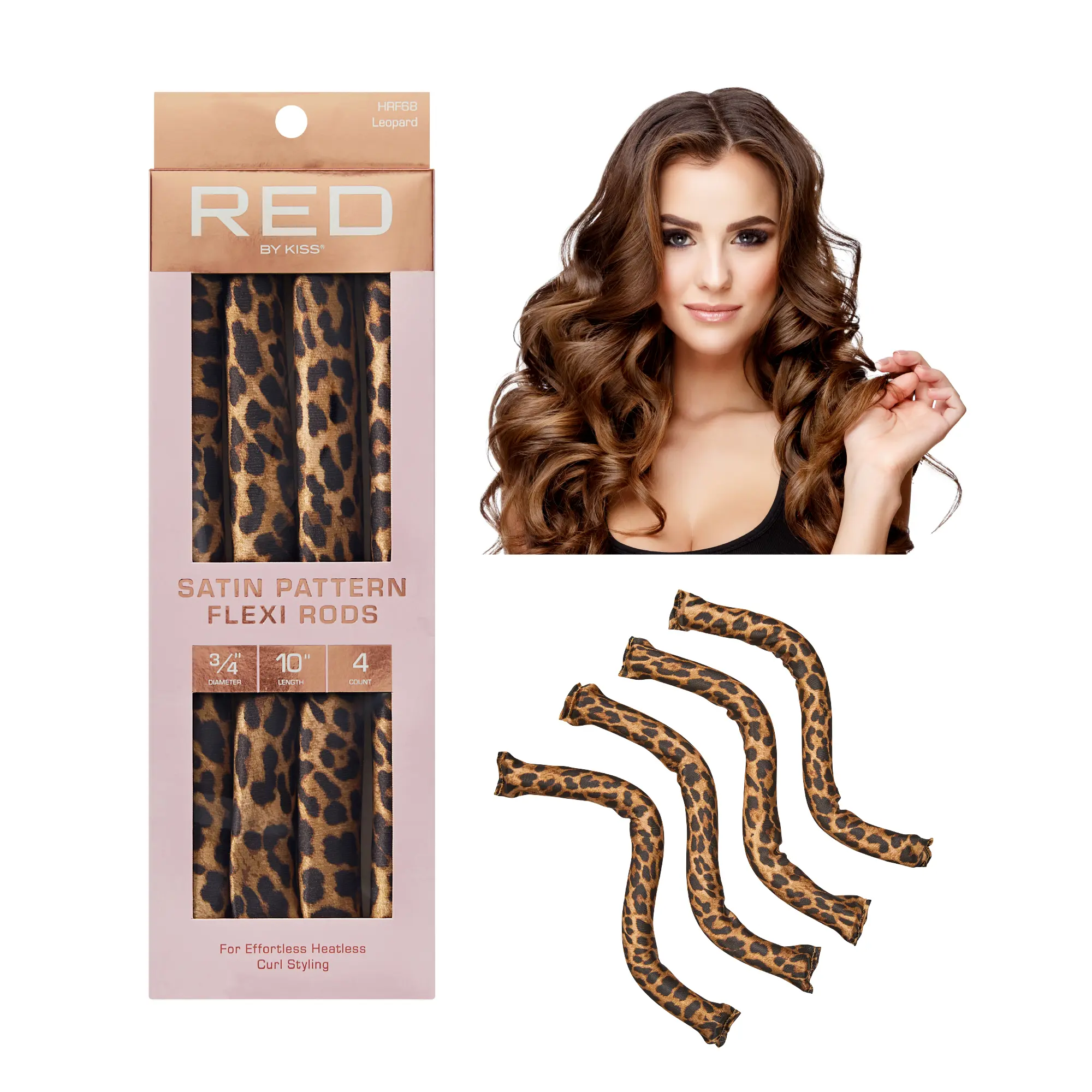 RED by KISS Animal Print Heatless Curling Silky Satin Flexi Rods - Image 33